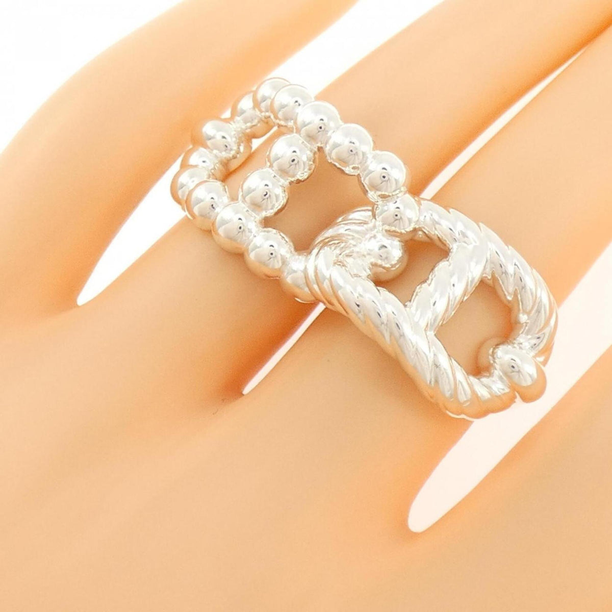 Hermes Silver Silver 925 Band Ring (Pre-Owned)