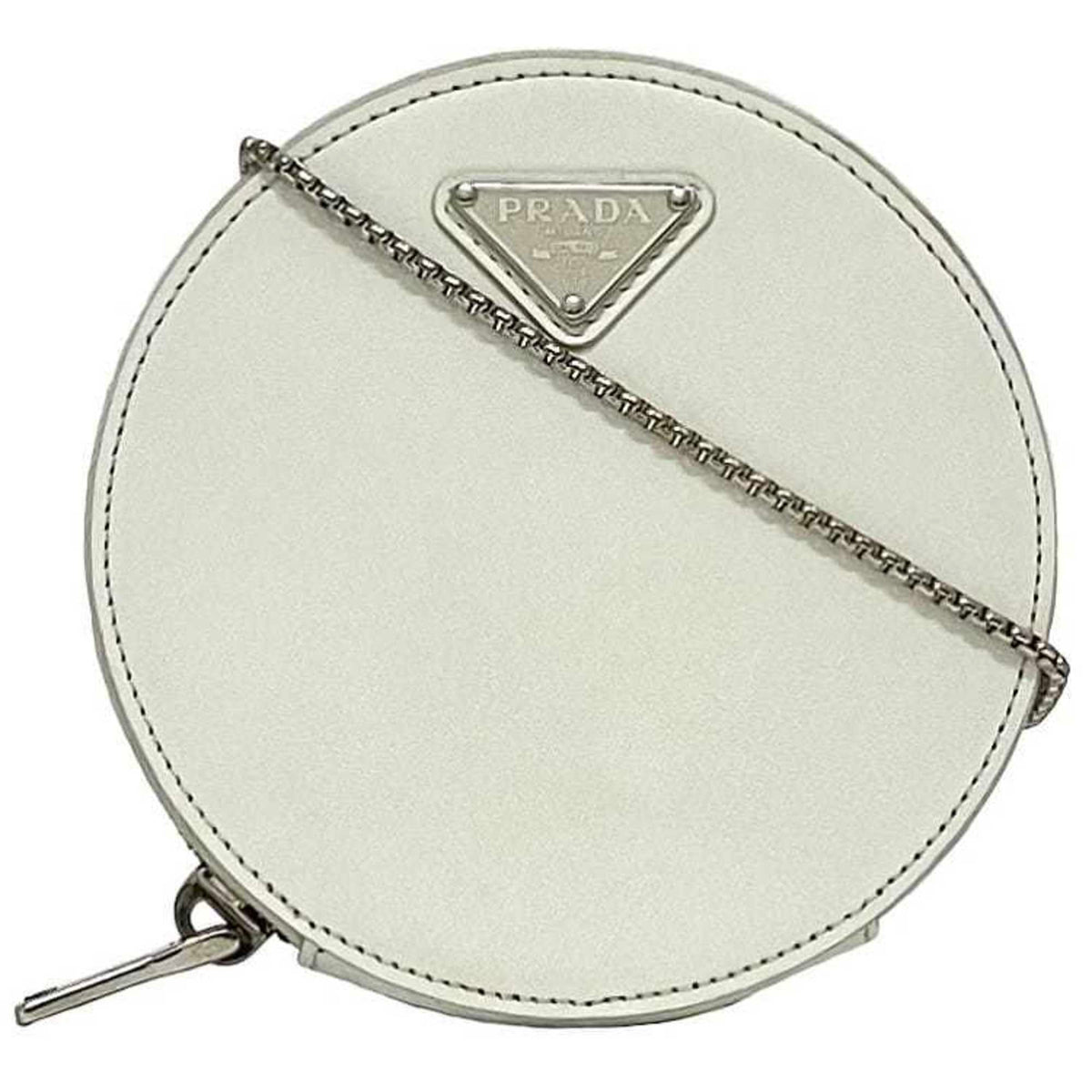 Prada White Leather Pochette Shoulder Bag (Pre-Owned)