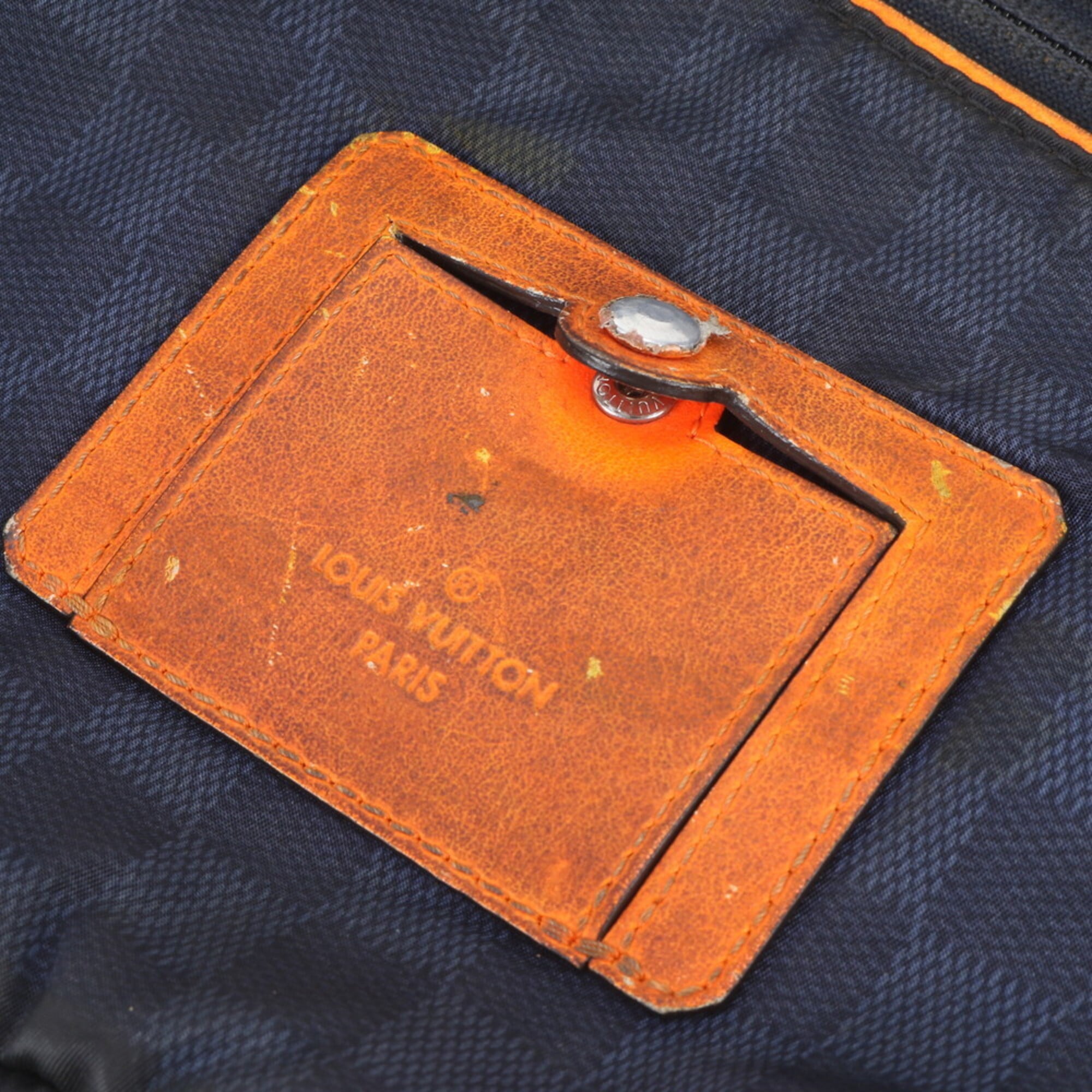 Louis Vuitton Navy Leather Nylon Pouch Sling Bag (Pre-Owned)