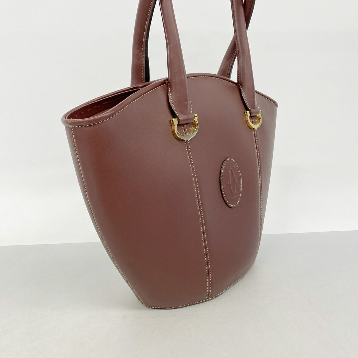 Cartier Bordeaux Leather Handbag (Pre-Owned)