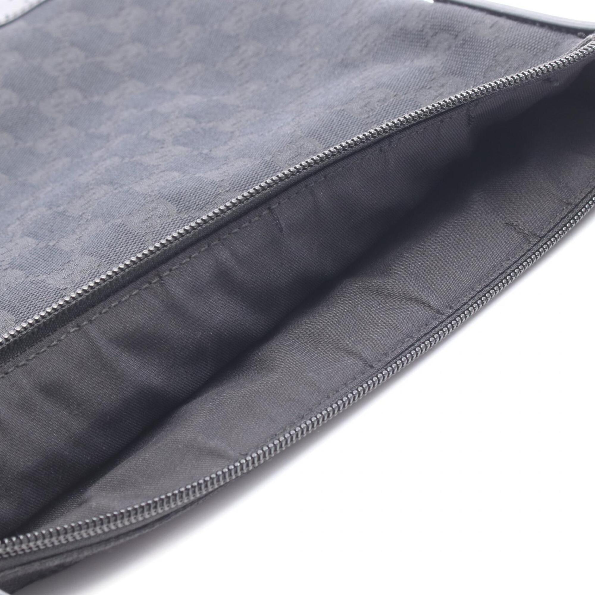 Gucci Black Gg Canvas Leather Handbag Shoulder Bag (Pre-Owned)
