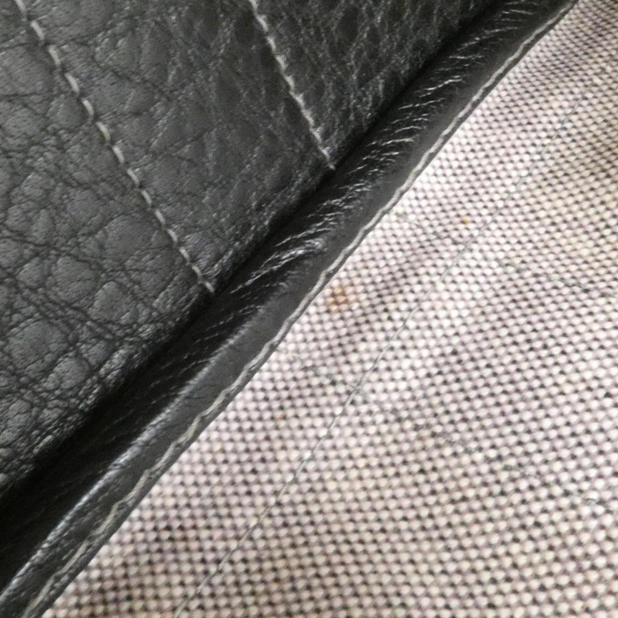 Hermes Black Toile H Buffle Skipper Leather Handbag (Pre-Owned)