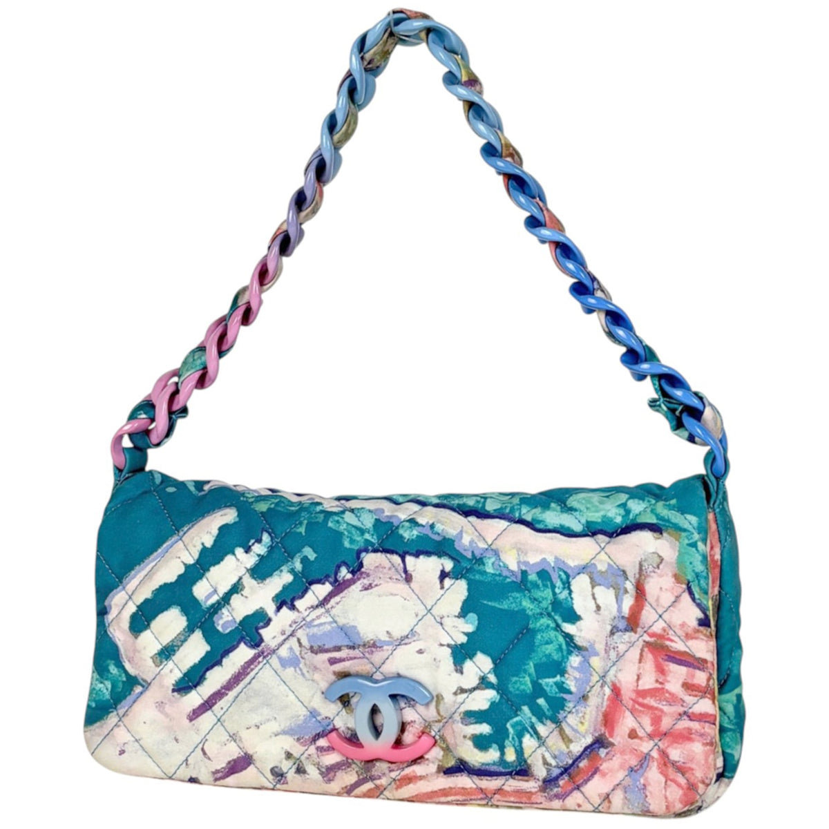 Chanel Blue Canvas Plastic Shoulder Bag (Pre-Owned)