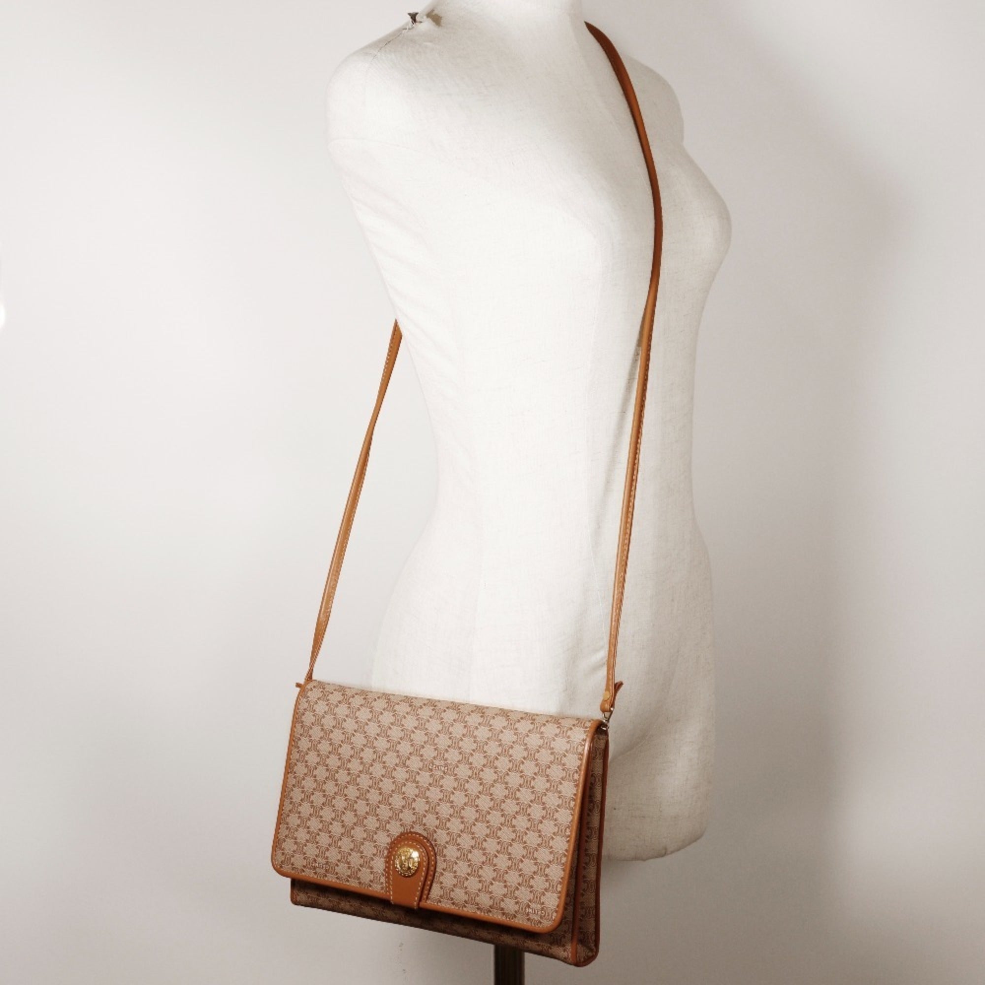 Celine Macadam Beige Pvc Leather Shoulder Bag (Pre-Owned)