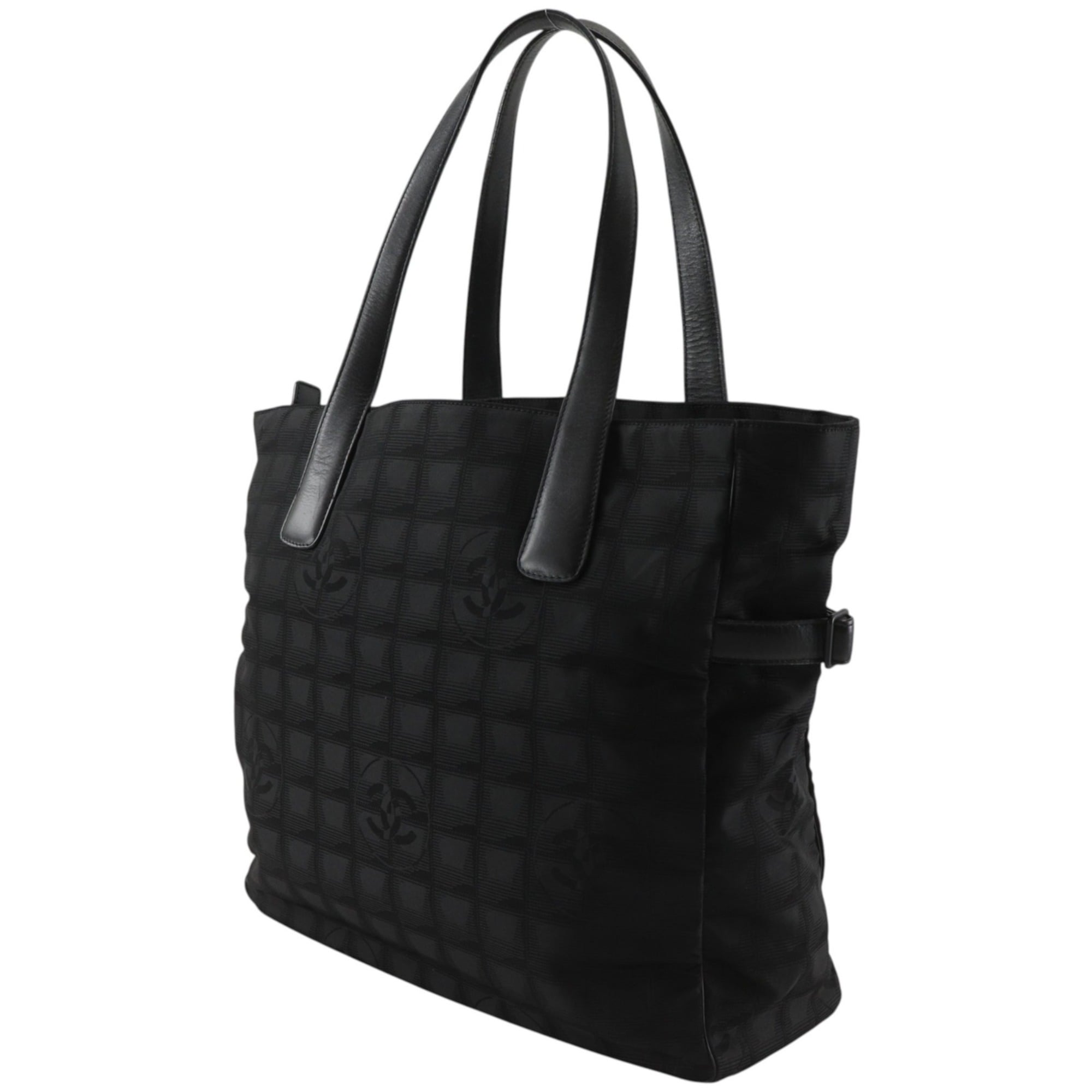 Chanel New Travel Line Black Nylon Canvas Tote Bag Weekend Bag (Pre-Owned)