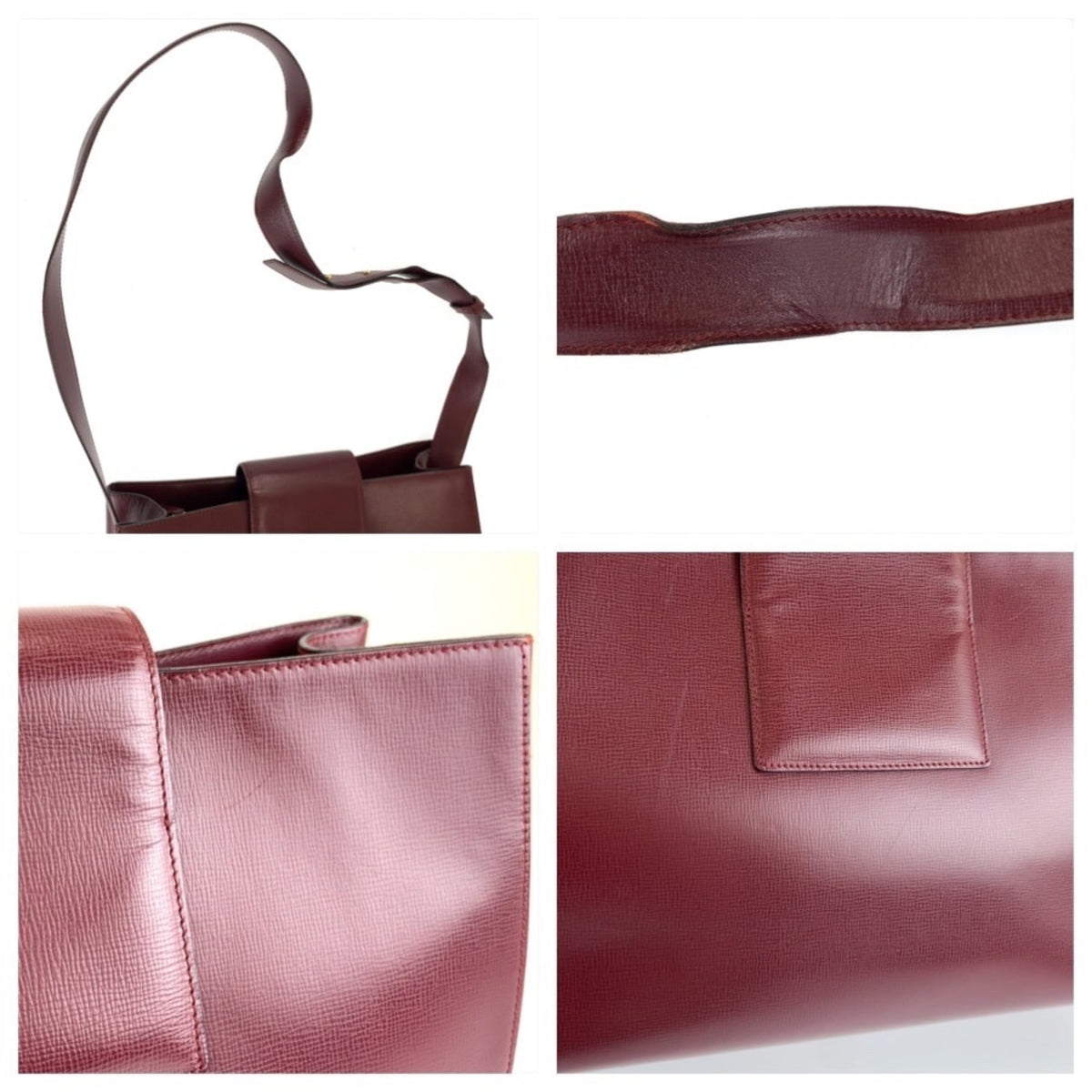 Cartier Bordeaux Wine Red Leather Shoulder Bag (Pre-Owned)