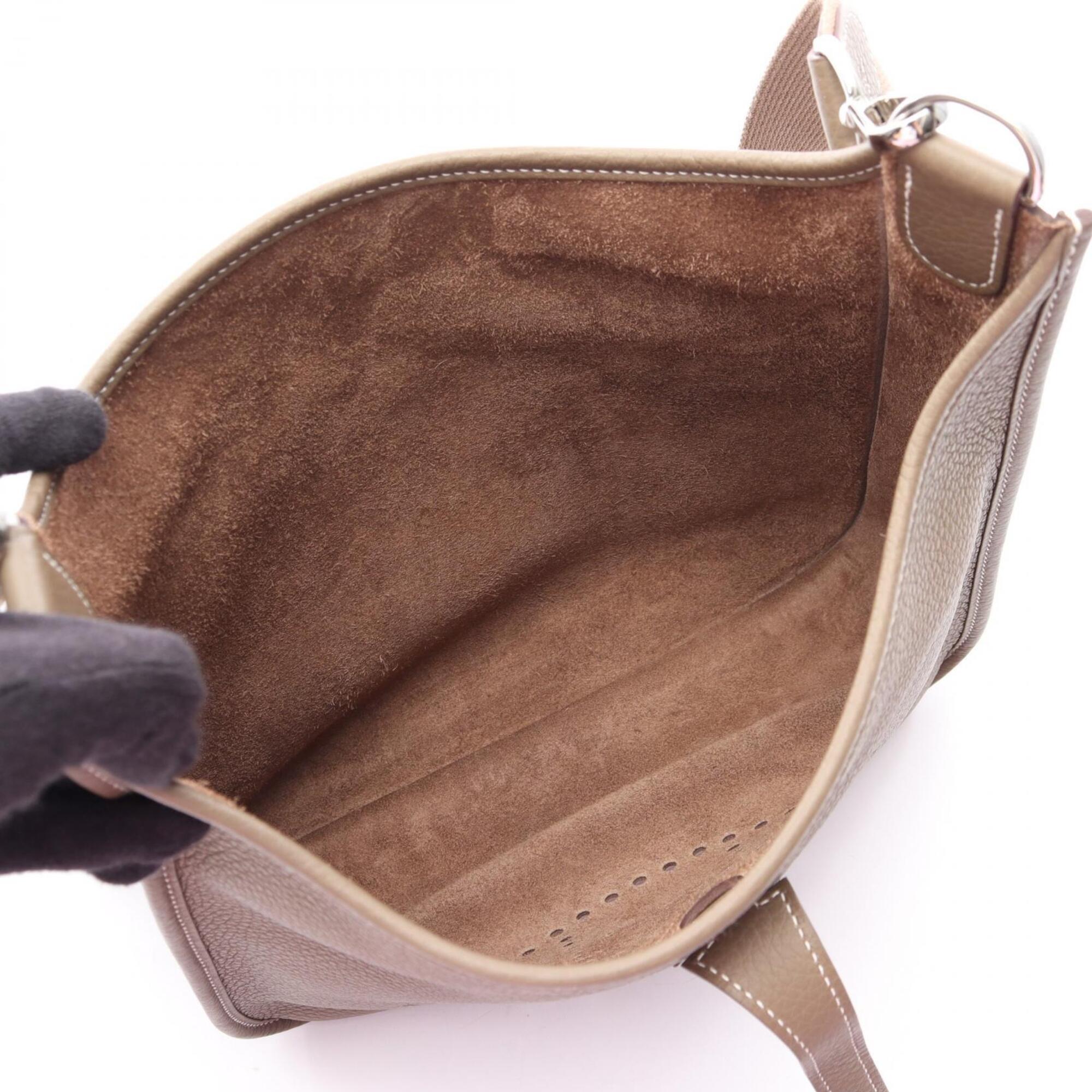 Hermes Etoupe Gray Gray Taurillon Clemence Leather Shoulder Bag (Pre-Owned)