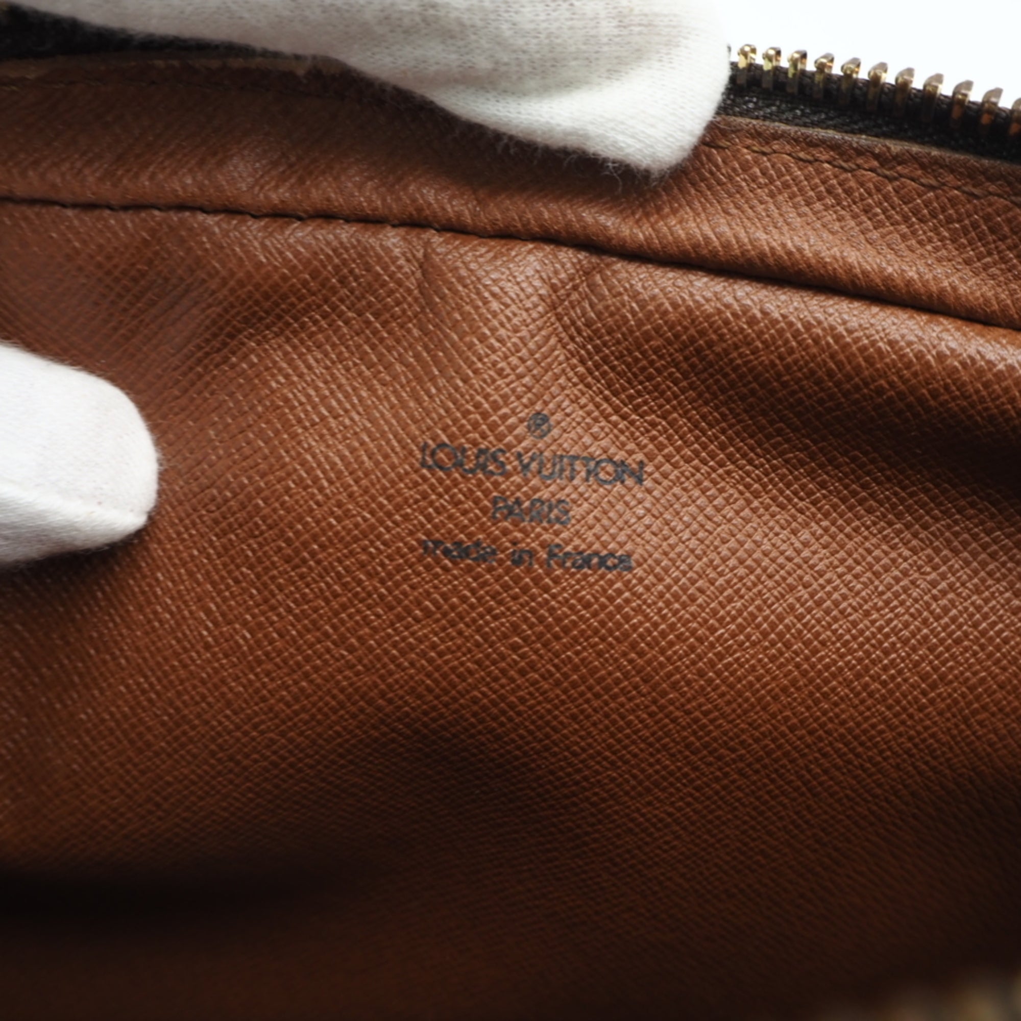 Louis Vuitton Beige Brown Coated Canvas Leather Clutch Bag (Pre-Owned)
