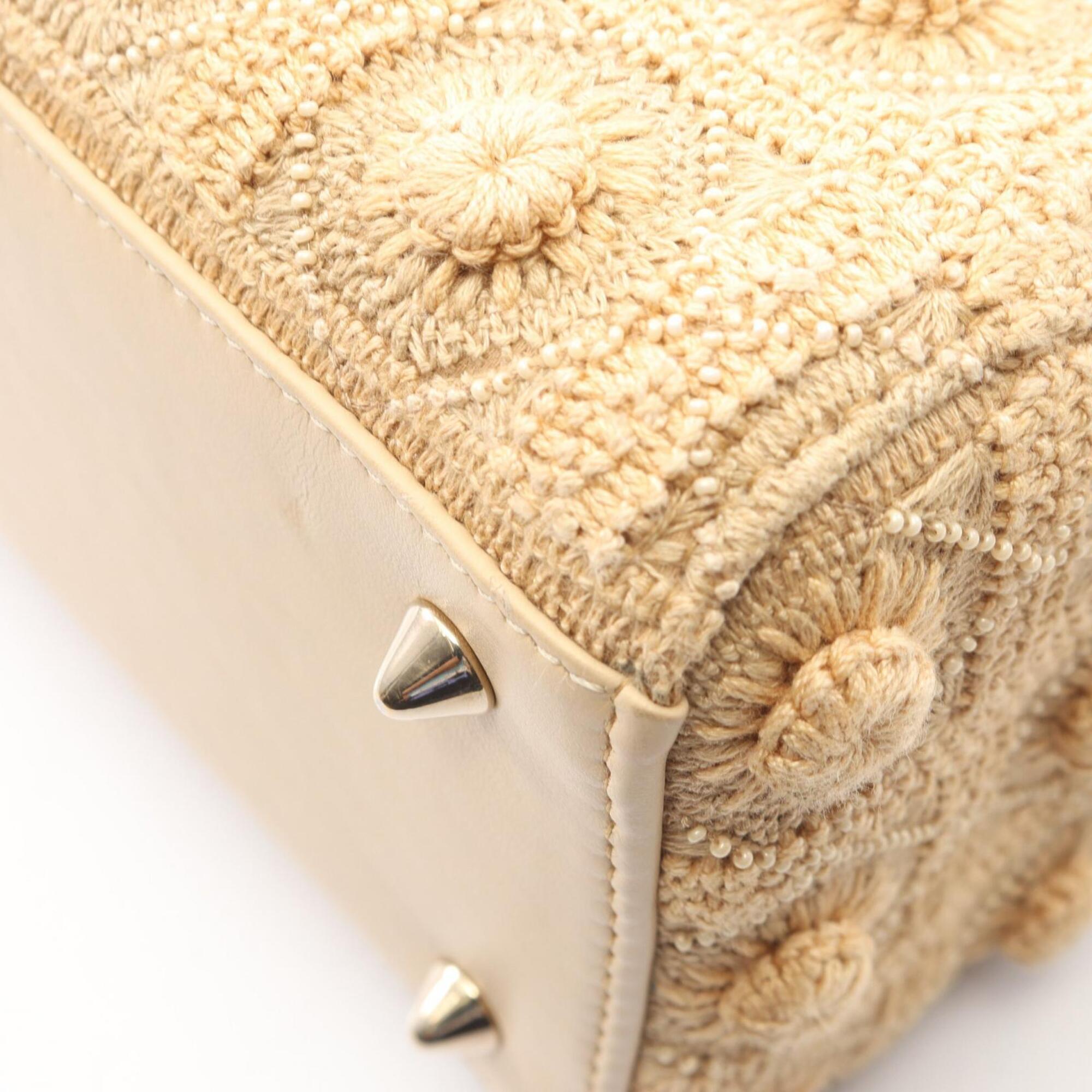 Christian Dior Beige Canvas Leather Handbag (Pre-Owned)
