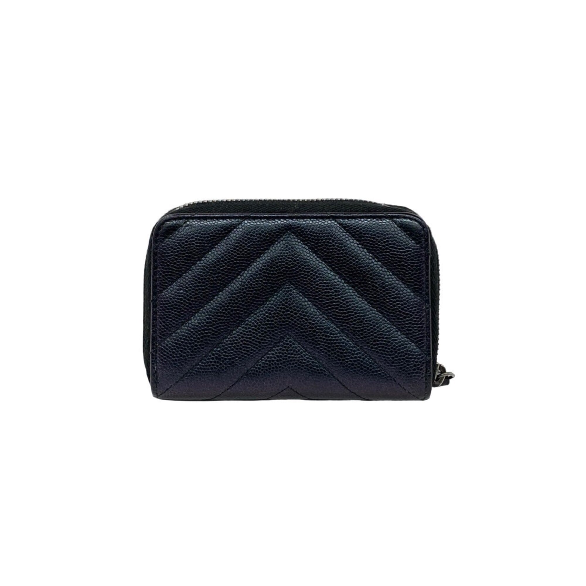 Chanel Black Grained Calfskin Coin Purse/Coin Case (Pre-Owned)