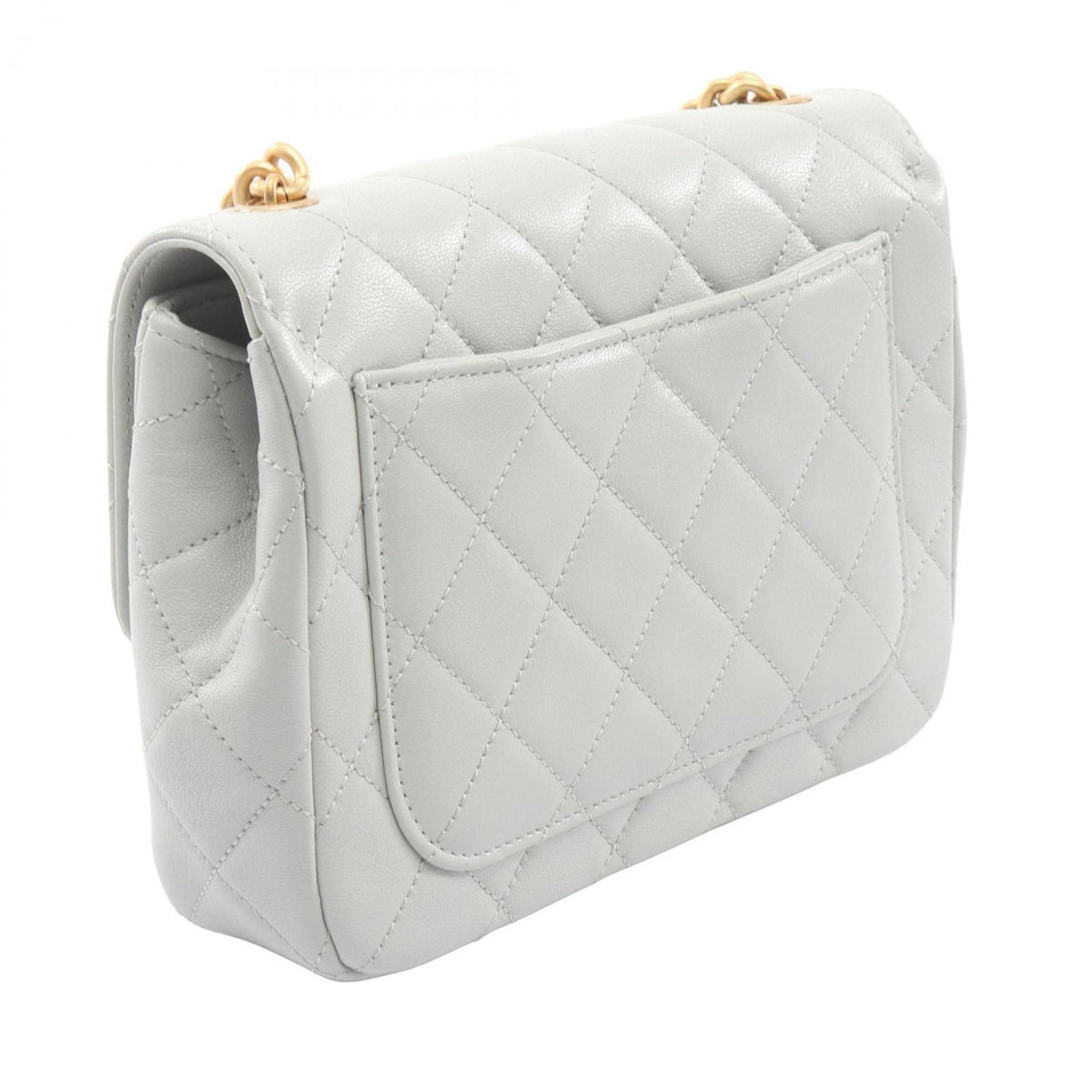 Chanel Gray Leather Shoulder Bag (Pre-Owned)