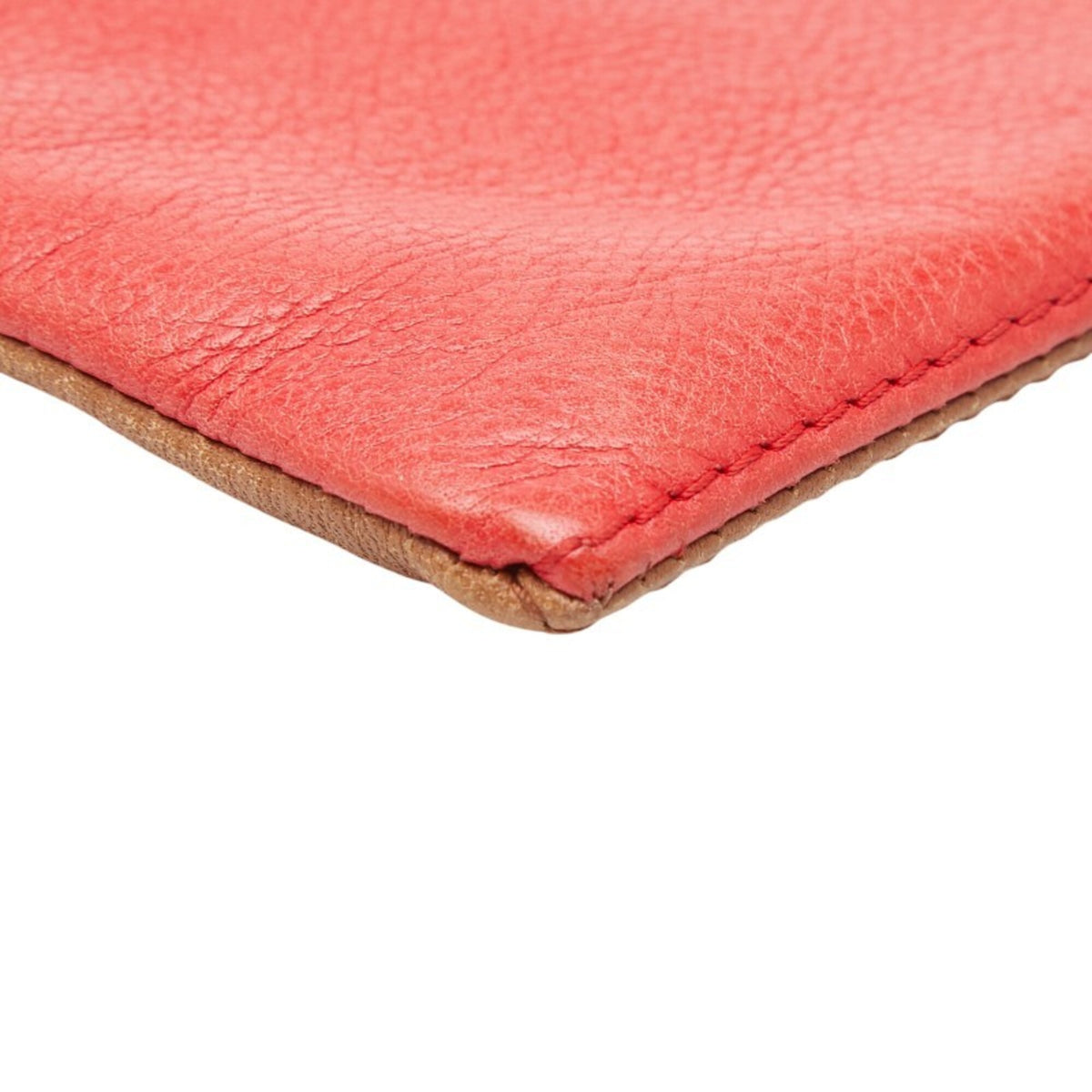 Fendi Red Brown Leather Pouch (Pre-Owned)