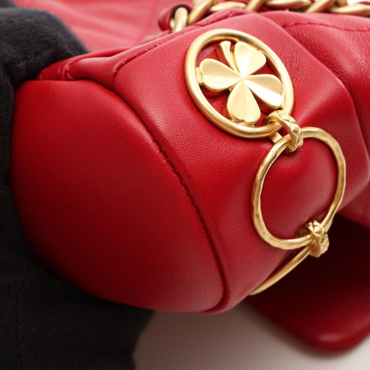 Chanel Red Color Leather Backpack Handbag (Pre-Owned)