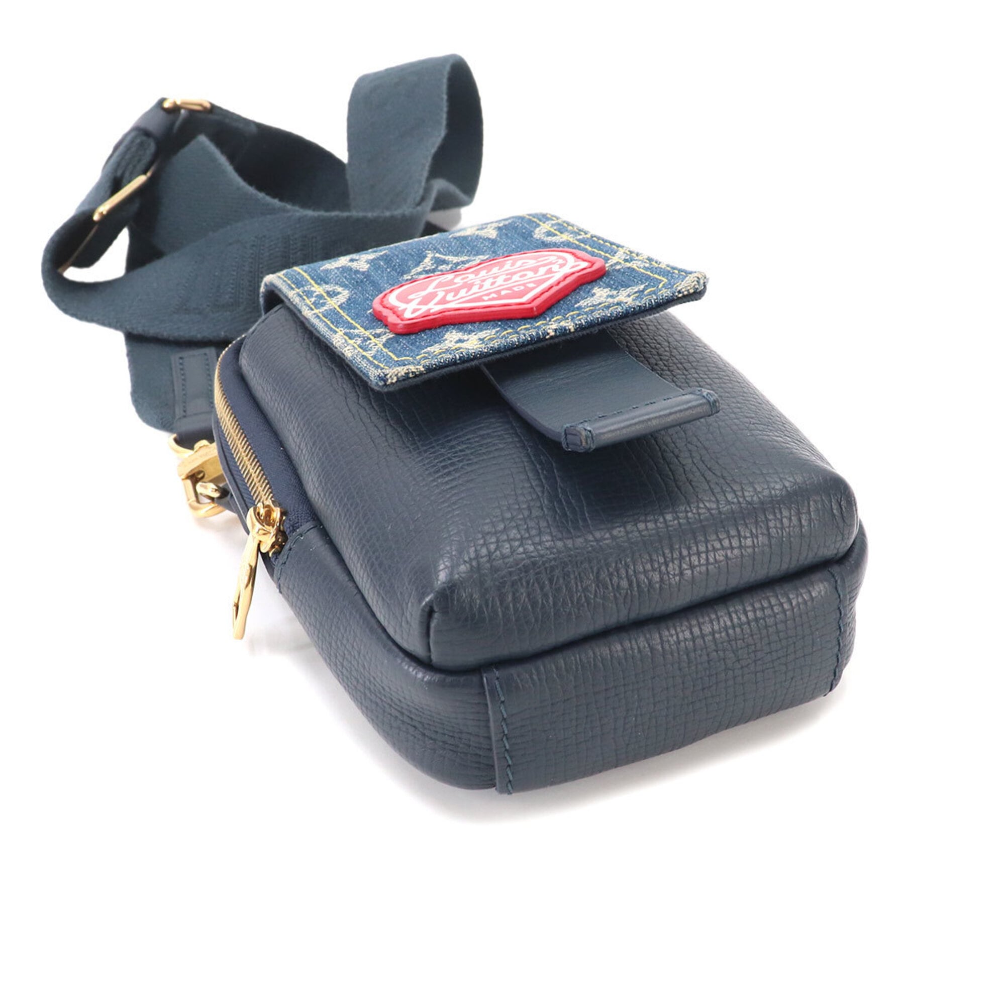 Louis Vuitton Navy Monogram Denim Leather Shoulder Bag (Pre-Owned)