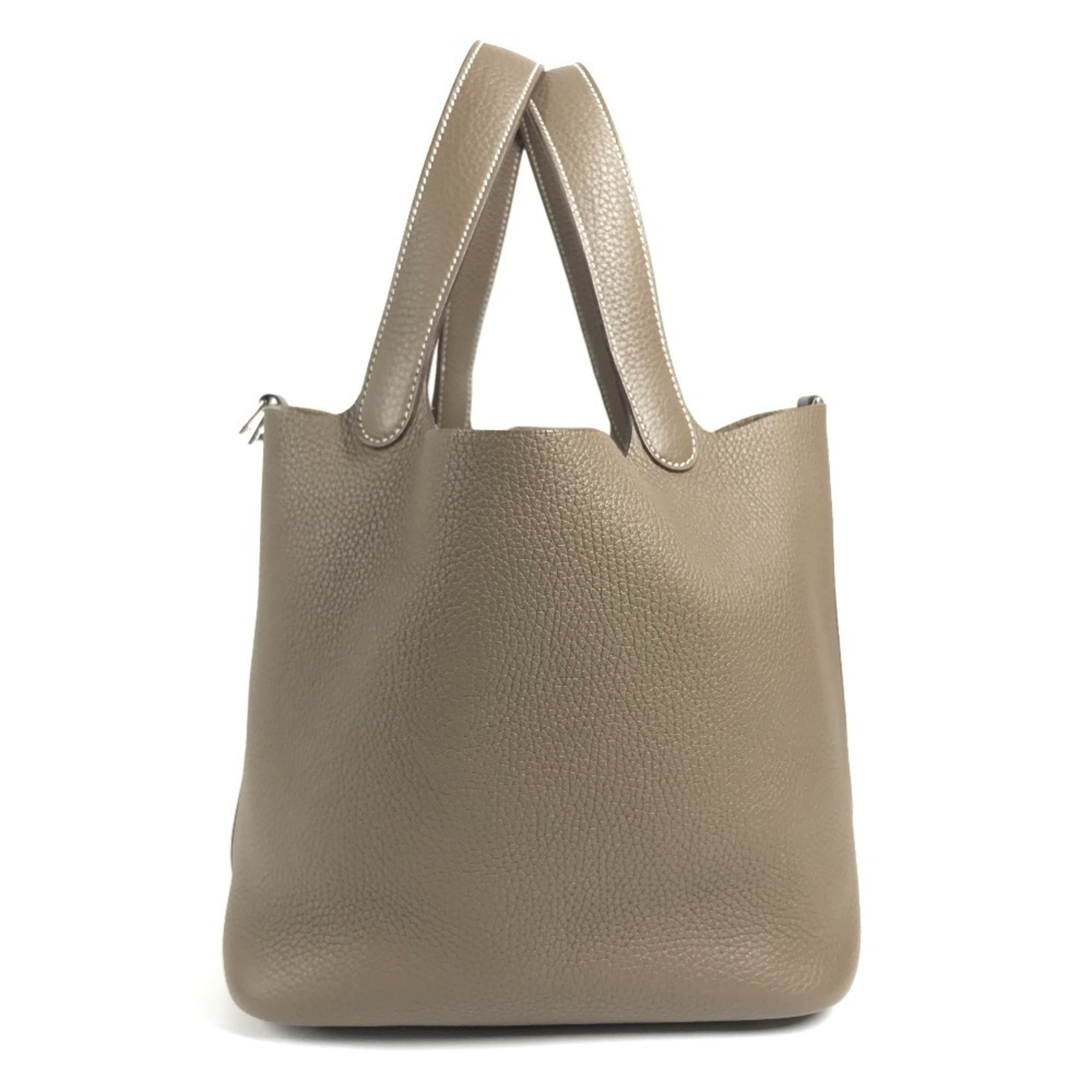 Hermes Gray Taurillon Clemence Leather Handbag (Pre-Owned)