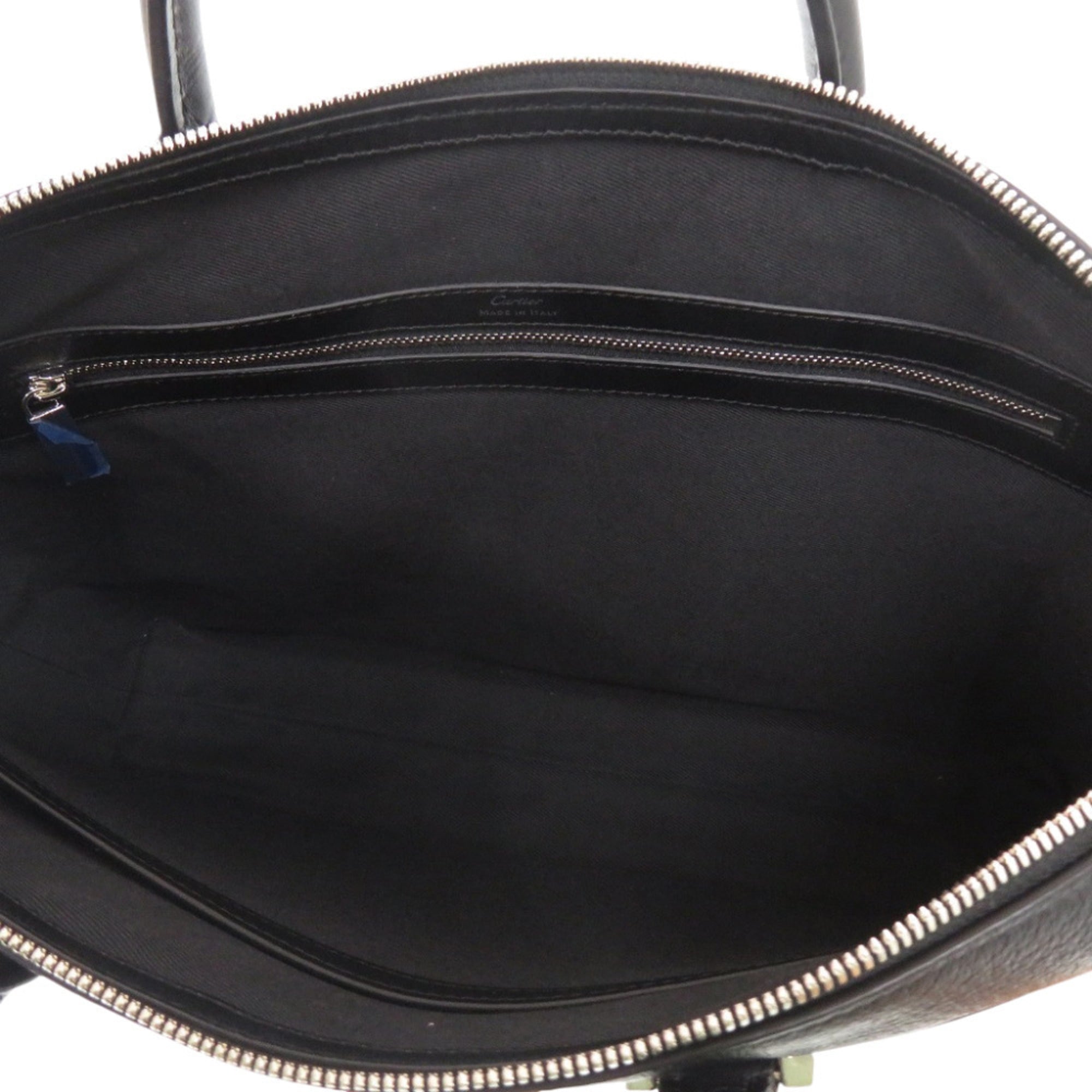 Cartier Black Leather Briefcase Handbag Shoulder Bag (Pre-Owned)