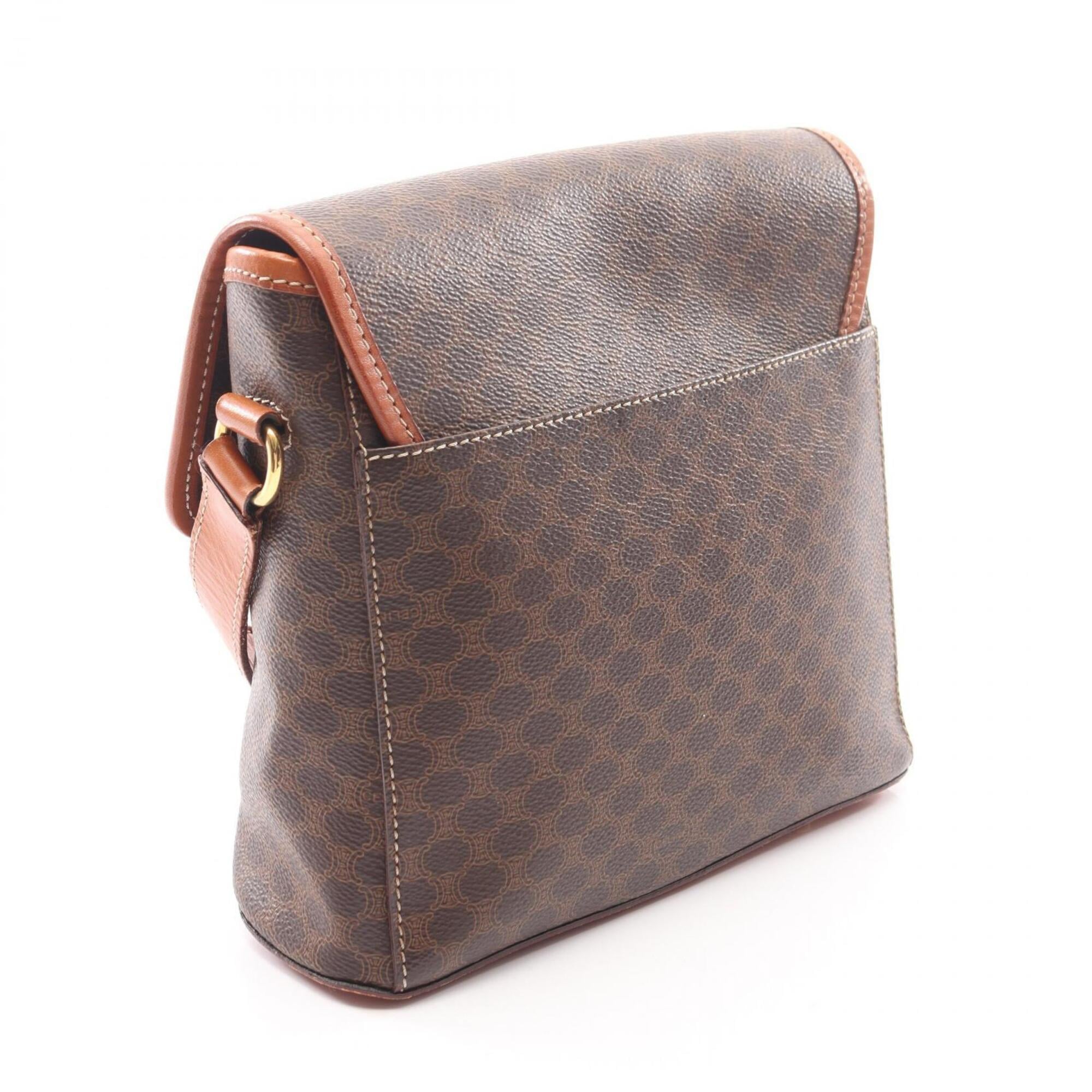 Celine Macadam Brown Coated Canvas Handbag Shoulder Bag (Pre-Owned)