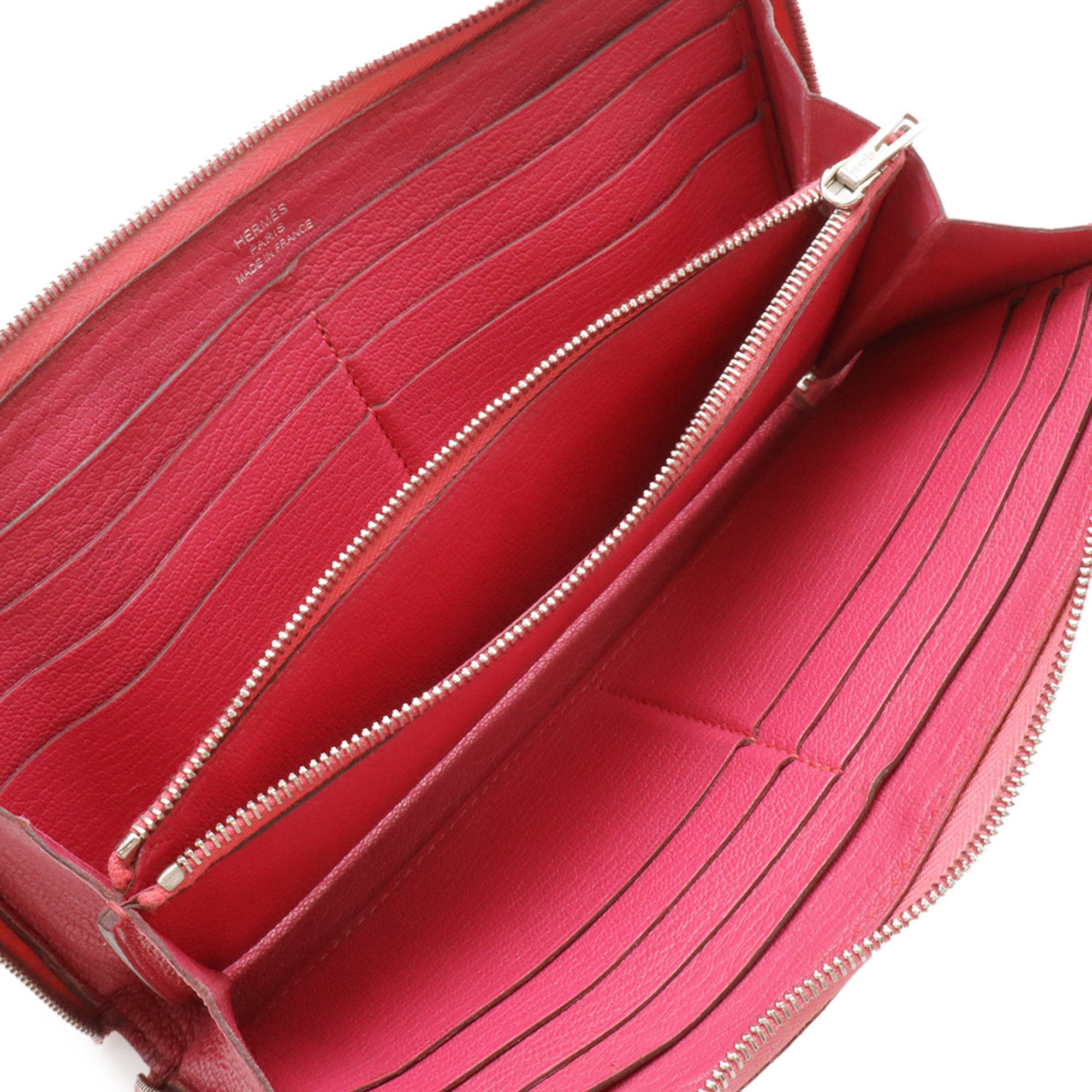 Hermes Fuchsia Chevre Leather Long Wallet (Bi-Fold) (Pre-Owned)