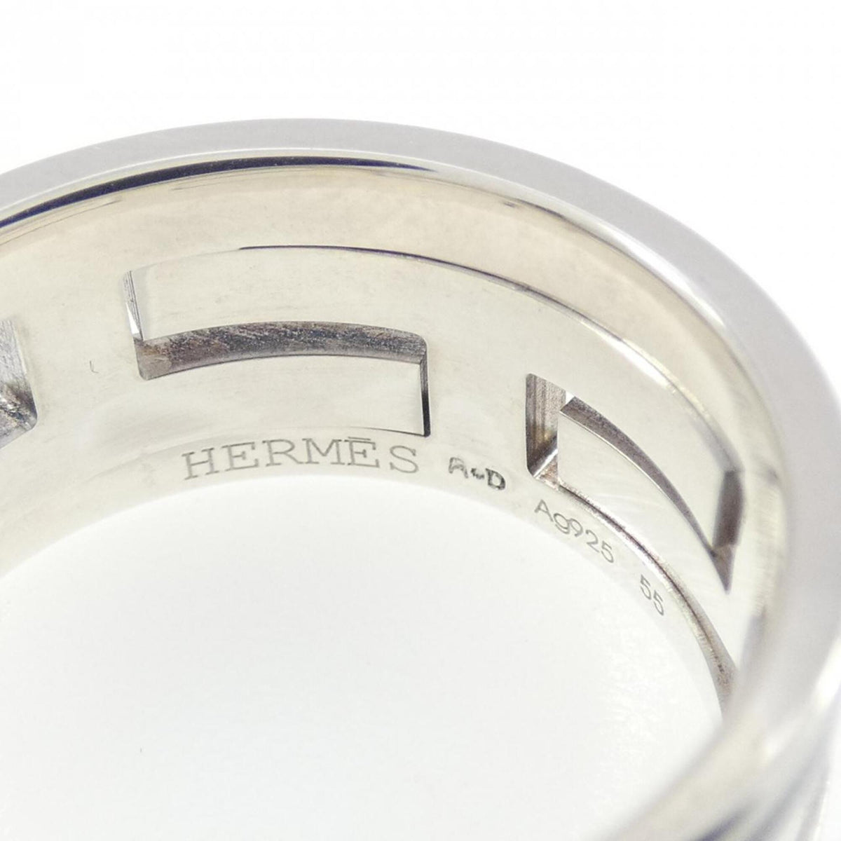Hermes Silver Silver 925 Band Ring (Pre-Owned)