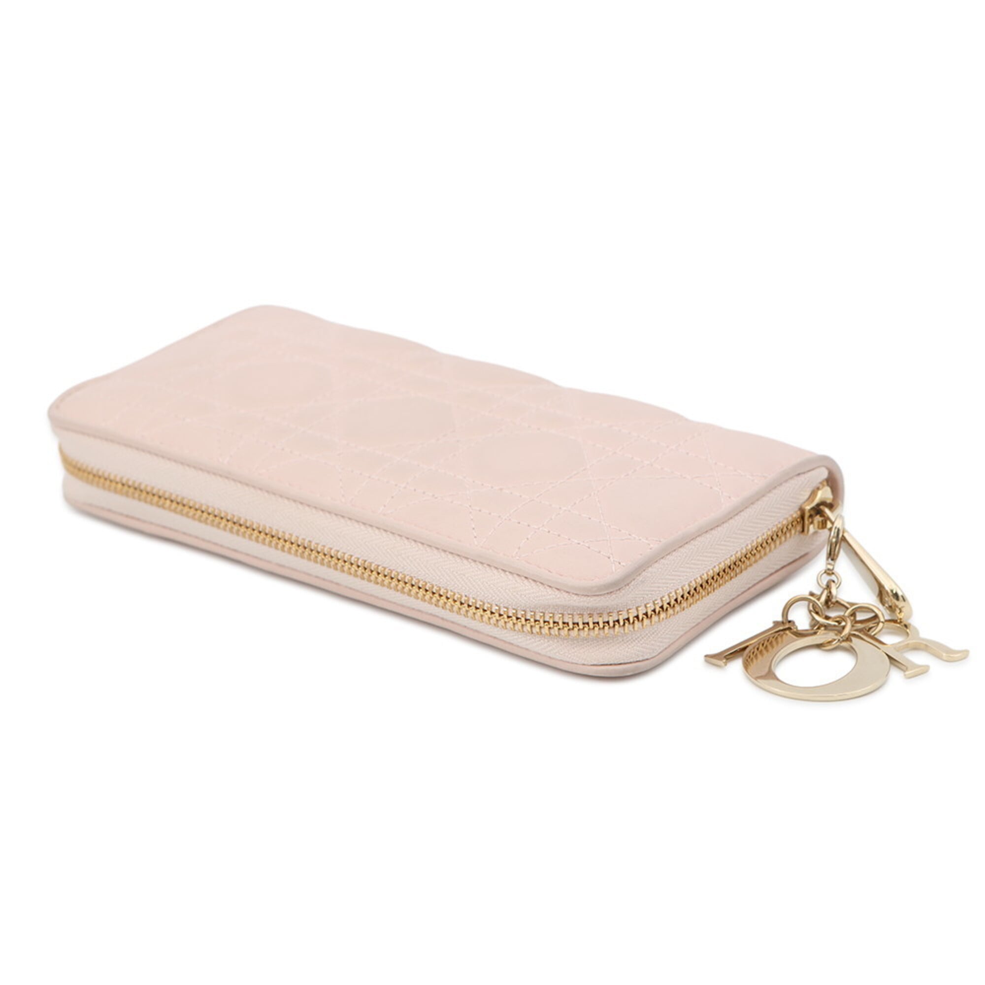 Christian Dior Pink Leather Long Wallet (Bi-Fold) (Pre-Owned)