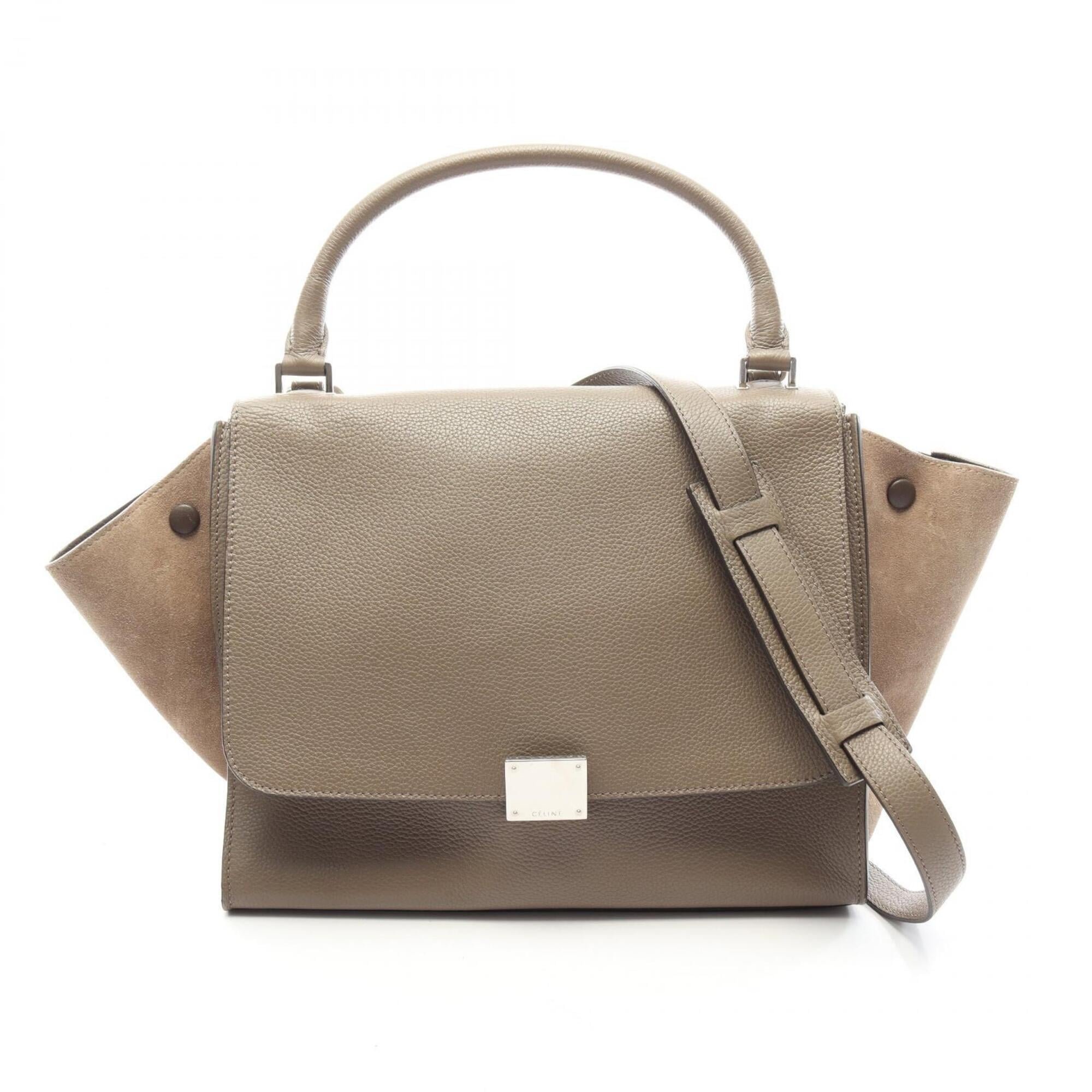Celine Beige Gray Leather Handbag (Pre-Owned)