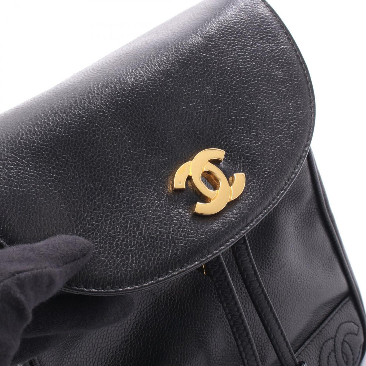 Chanel Black Grained Calfskin Backpack Handbag (Pre-Owned)