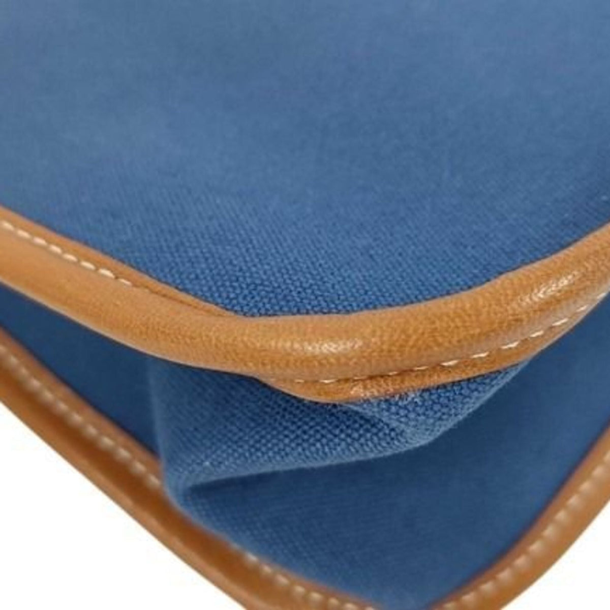 Hermes Brown Navy Canvas Leather Pouch (Pre-Owned)