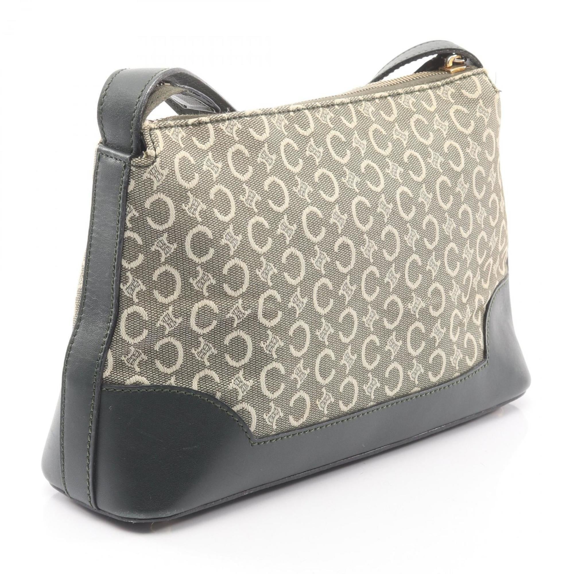 Celine Green Canvas Leather Shoulder Bag (Pre-Owned)