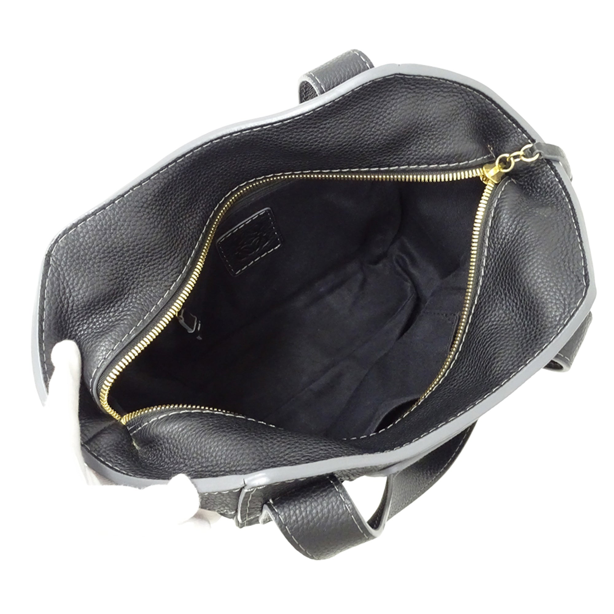 Loewe Black Navy Canvas Leather Handbag Tote Bag (Pre-Owned)