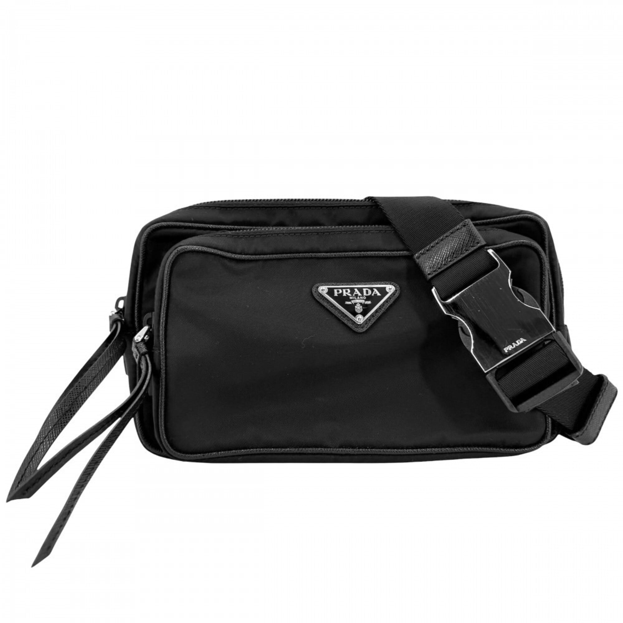 Prada Black White Nylon Shoulder Bag Sling Bag (Pre-Owned)
