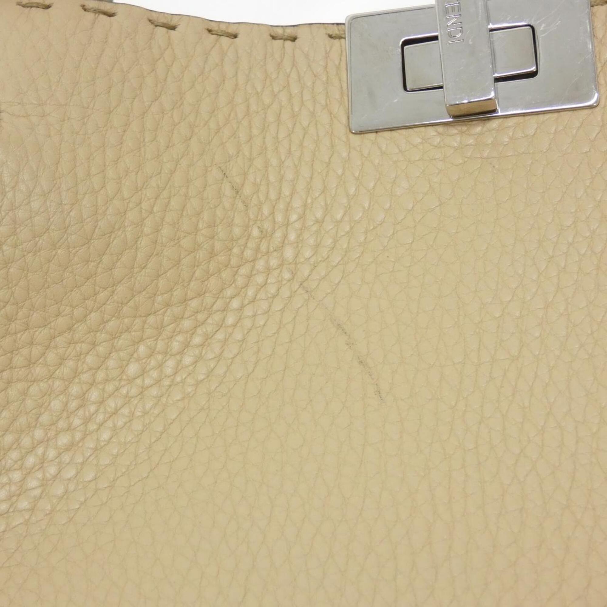 Fendi Peekaboo Silver Leather Handbag (Pre-Owned)