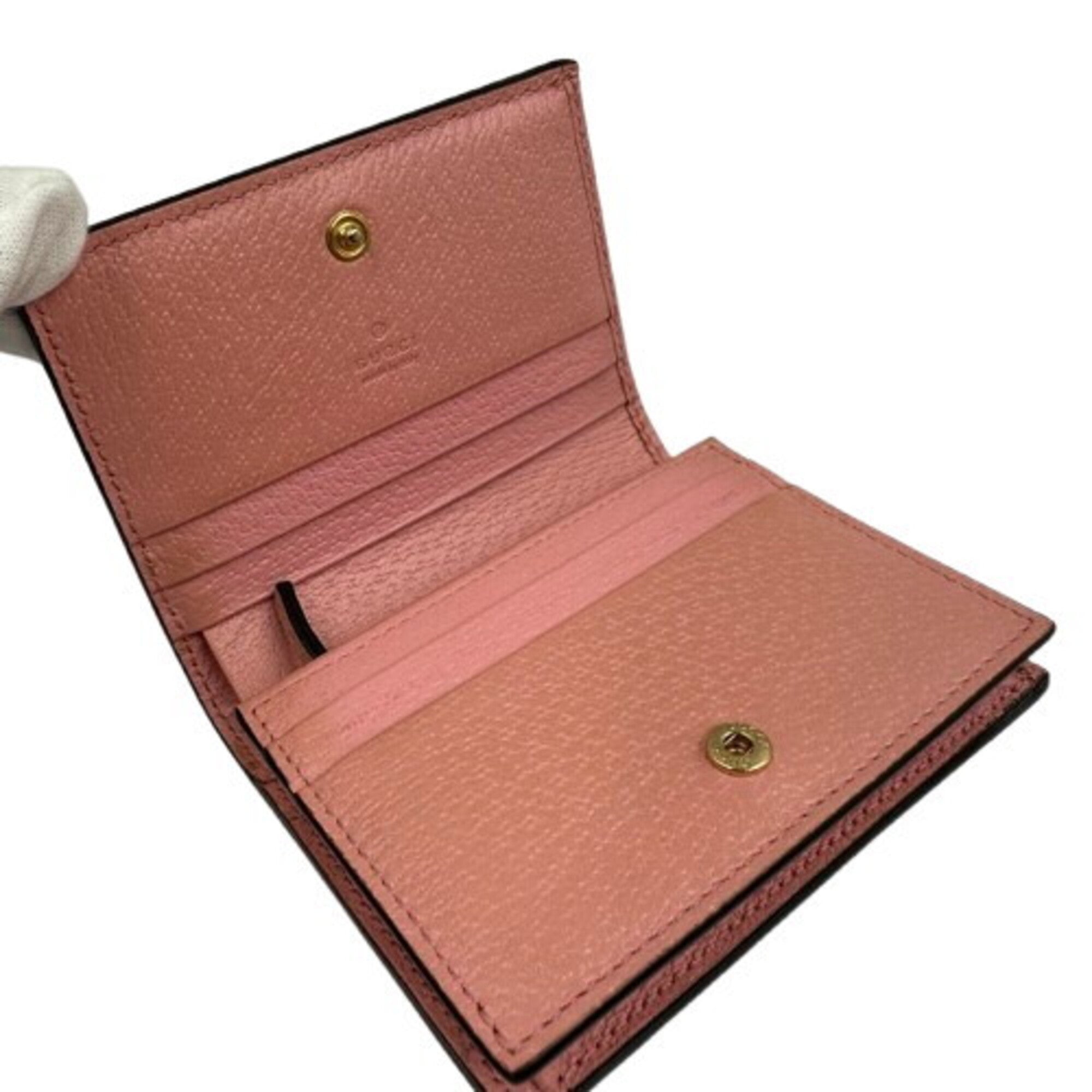 Gucci Pink Leather Card Wallet (Pre-Owned)