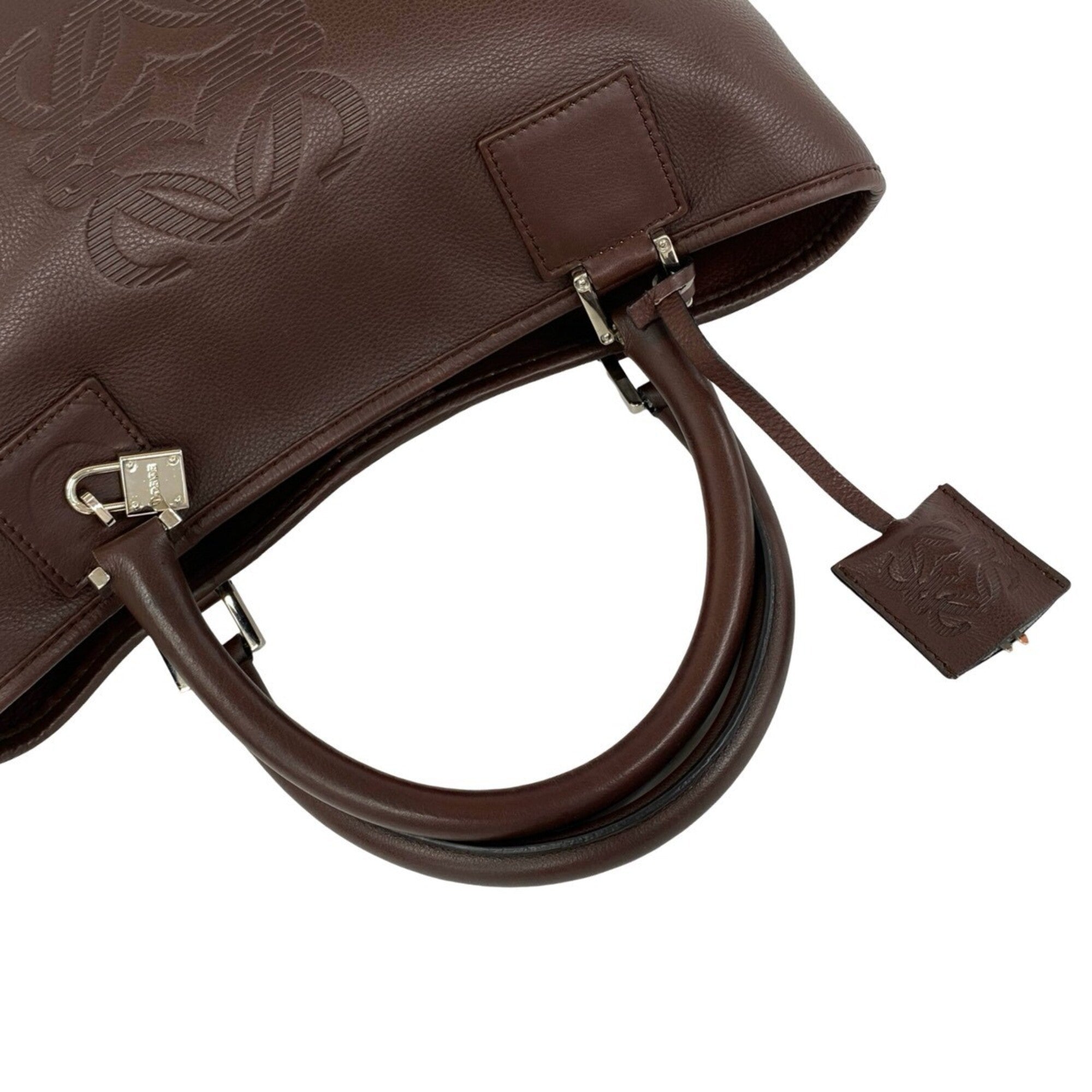 Loewe Brown Leather Boston Bag Handbag Tote Bag (Pre-Owned)