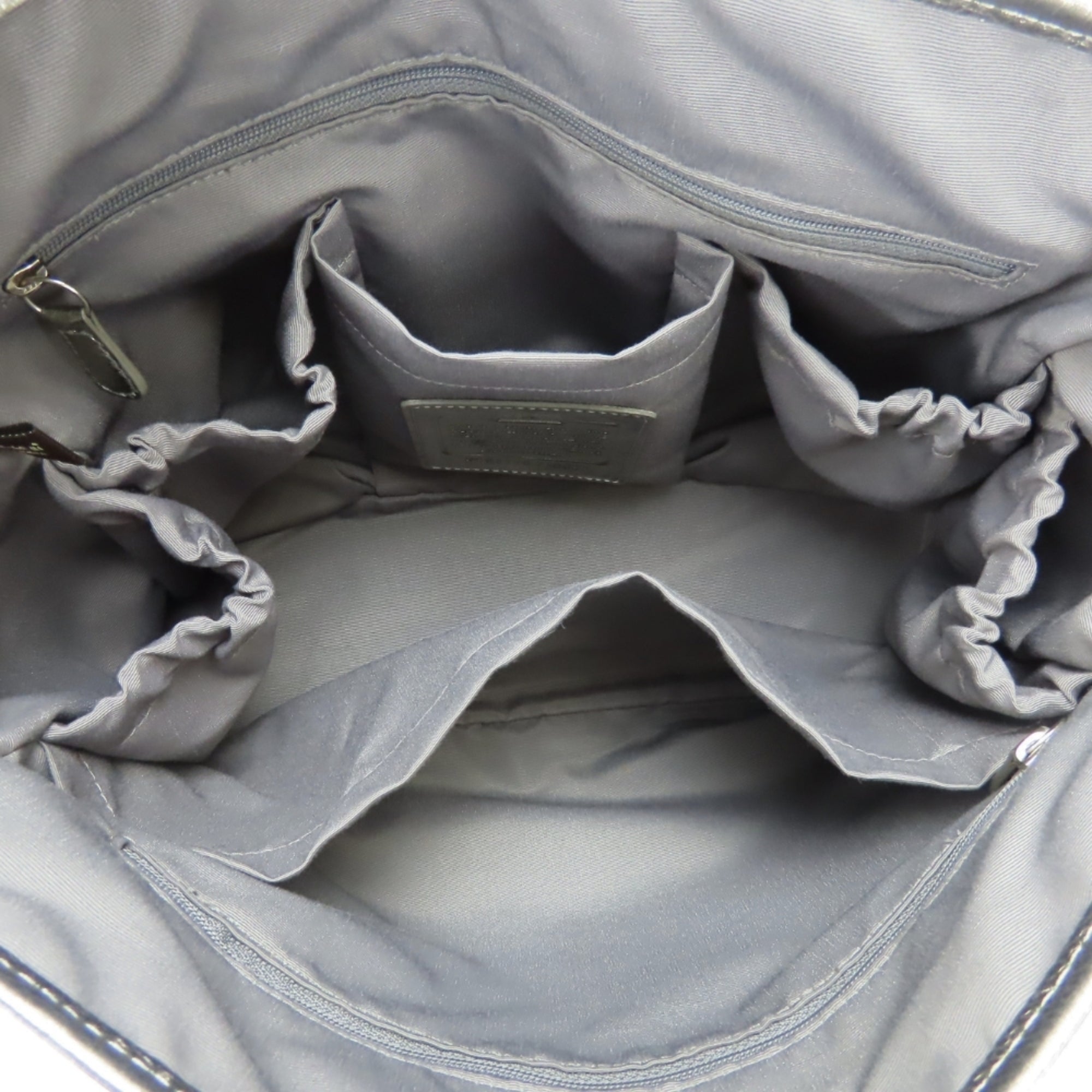 Coach Blue Gray Multi-Color Silver Nylon Leather Shoulder Bag (Pre-Owned)