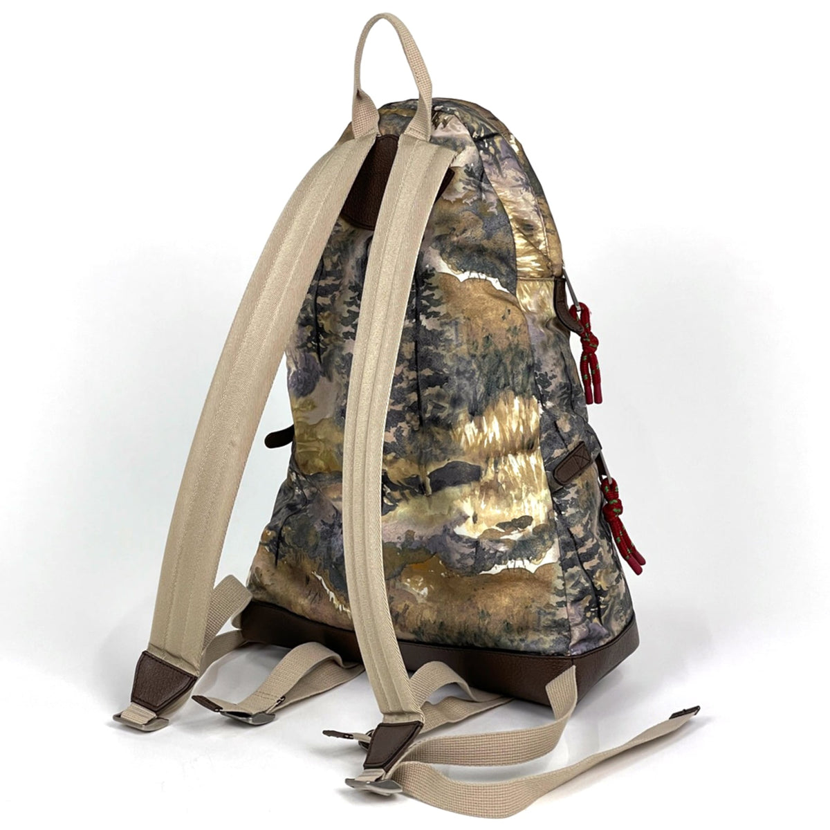 Gucci Beige Multi-Color Nylon Leather Backpack (Pre-Owned)