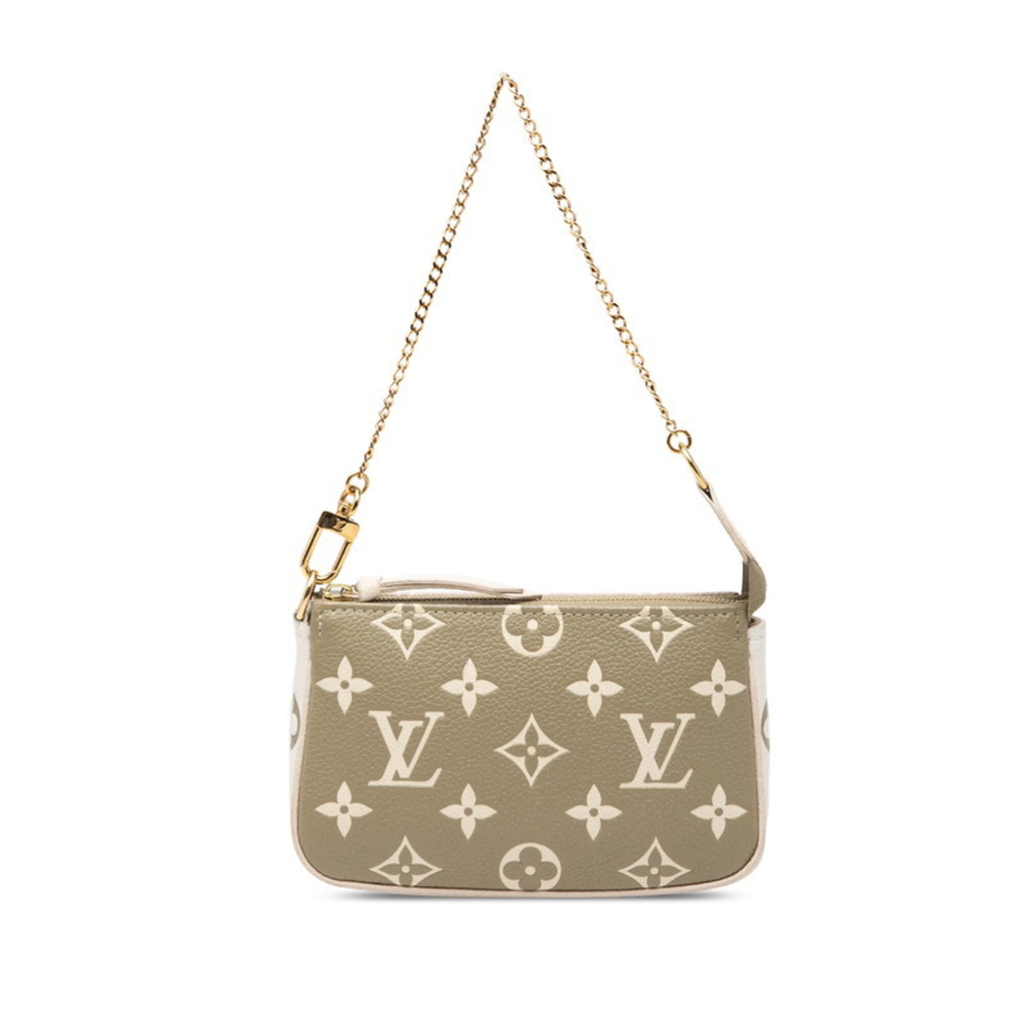 Louis Vuitton Beige Khaki Leather Handbag Pouch (Pre-Owned)