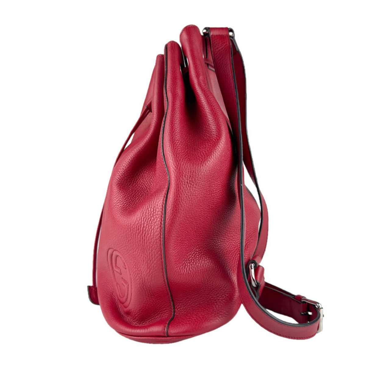 Gucci Red Color Leather Backpack (Pre-Owned)