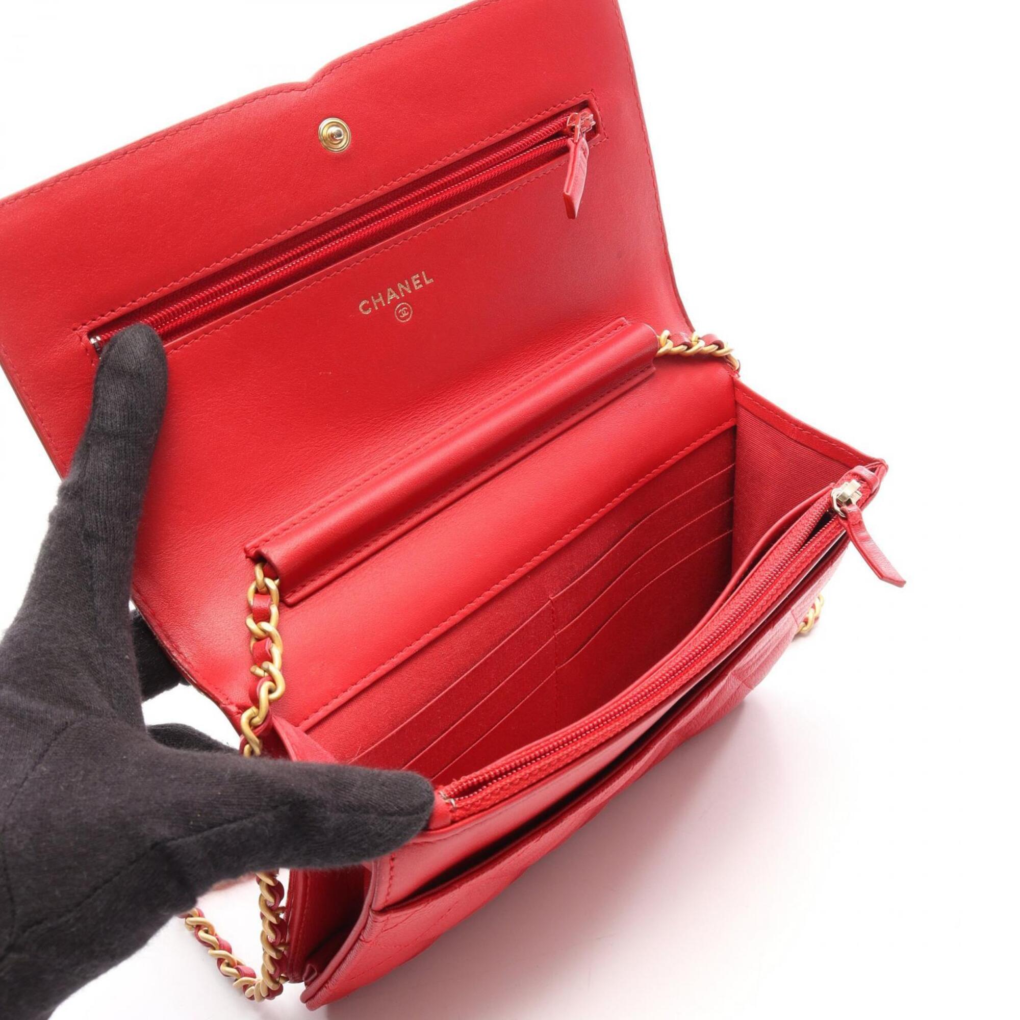 Chanel Red Color Grained Calfskin Handbag Shoulder Bag (Pre-Owned)