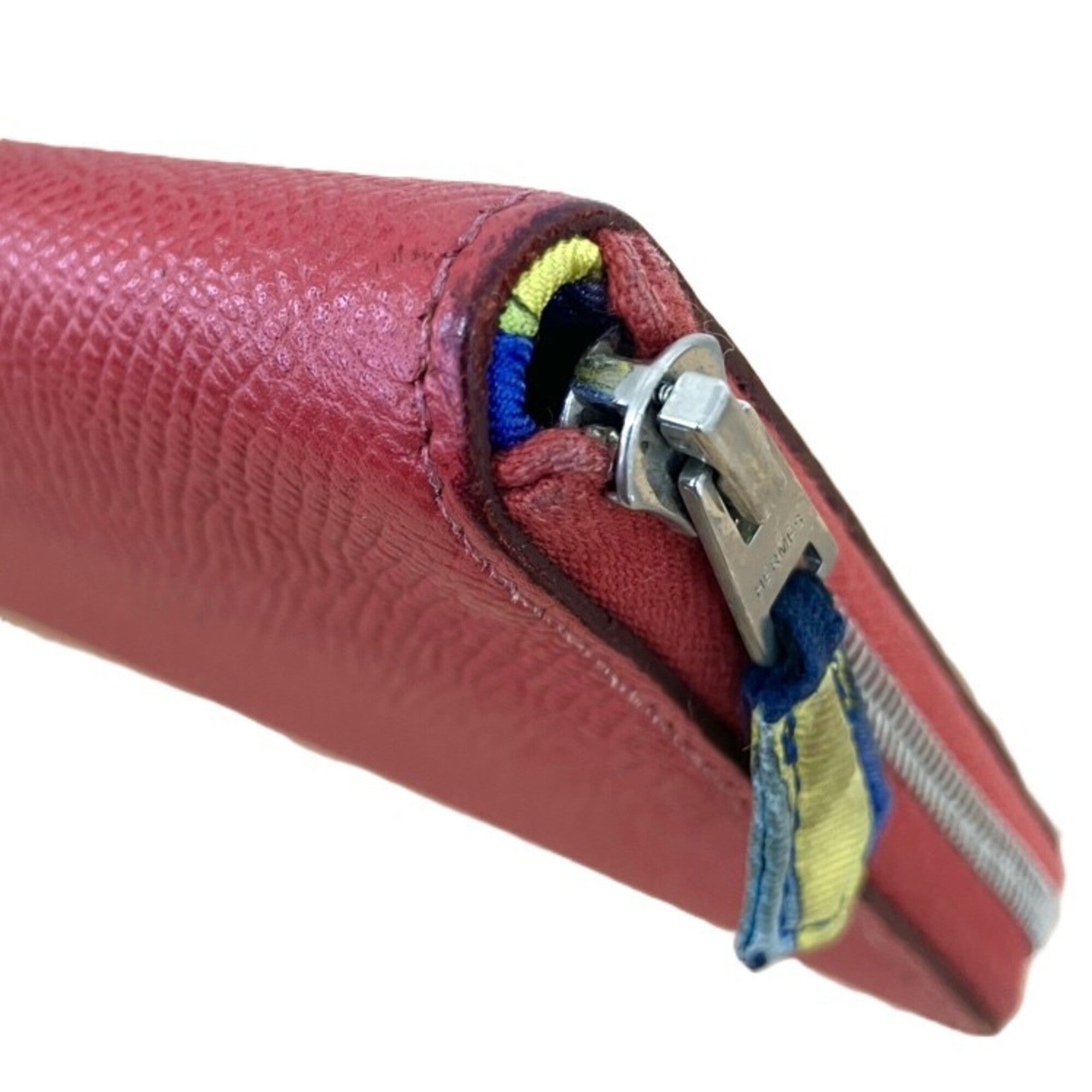 Hermes Red Color Leather Long Wallet (Bi-Fold) (Pre-Owned)