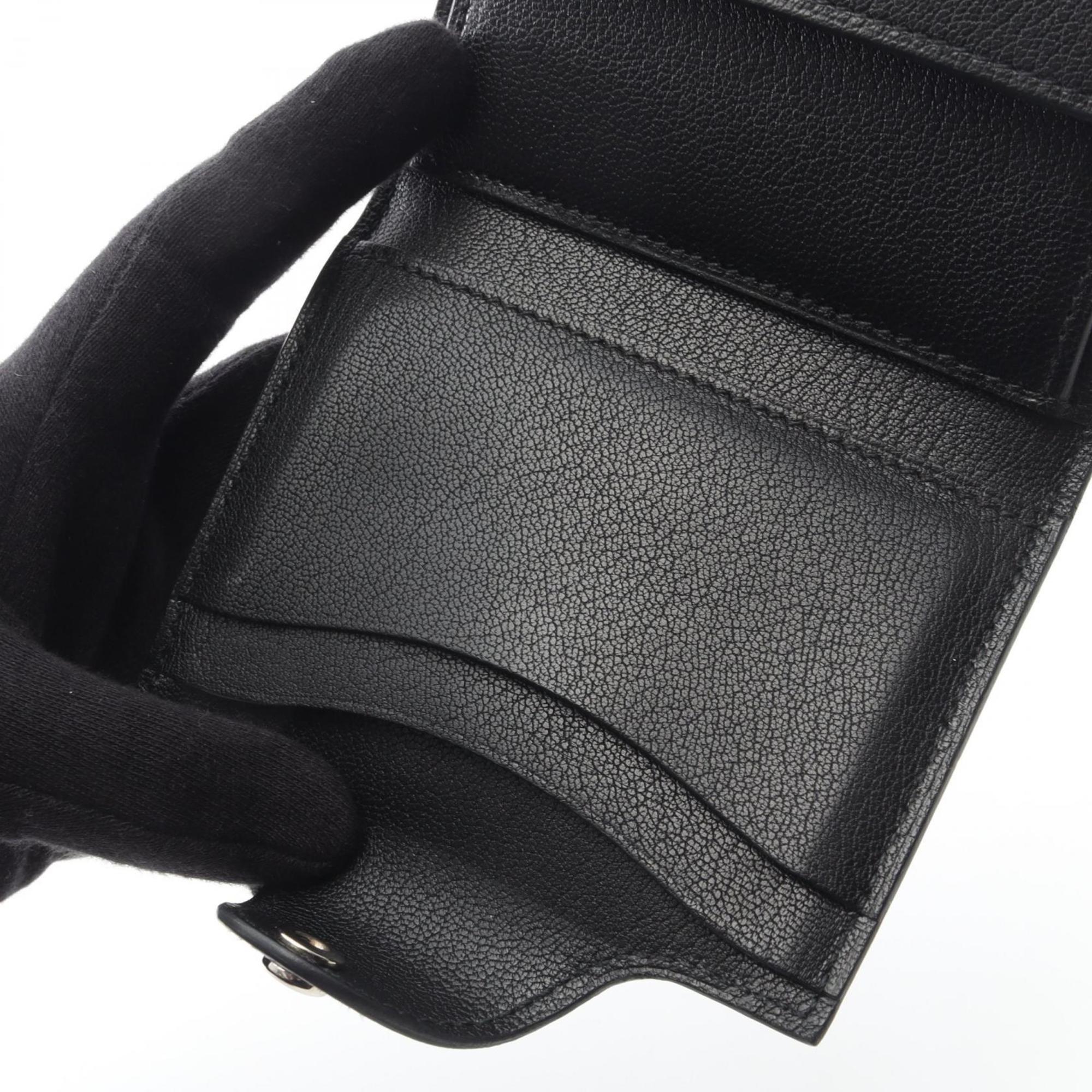 Hermes Black Chevre Leather Wallet (Tri-Fold) (Pre-Owned)