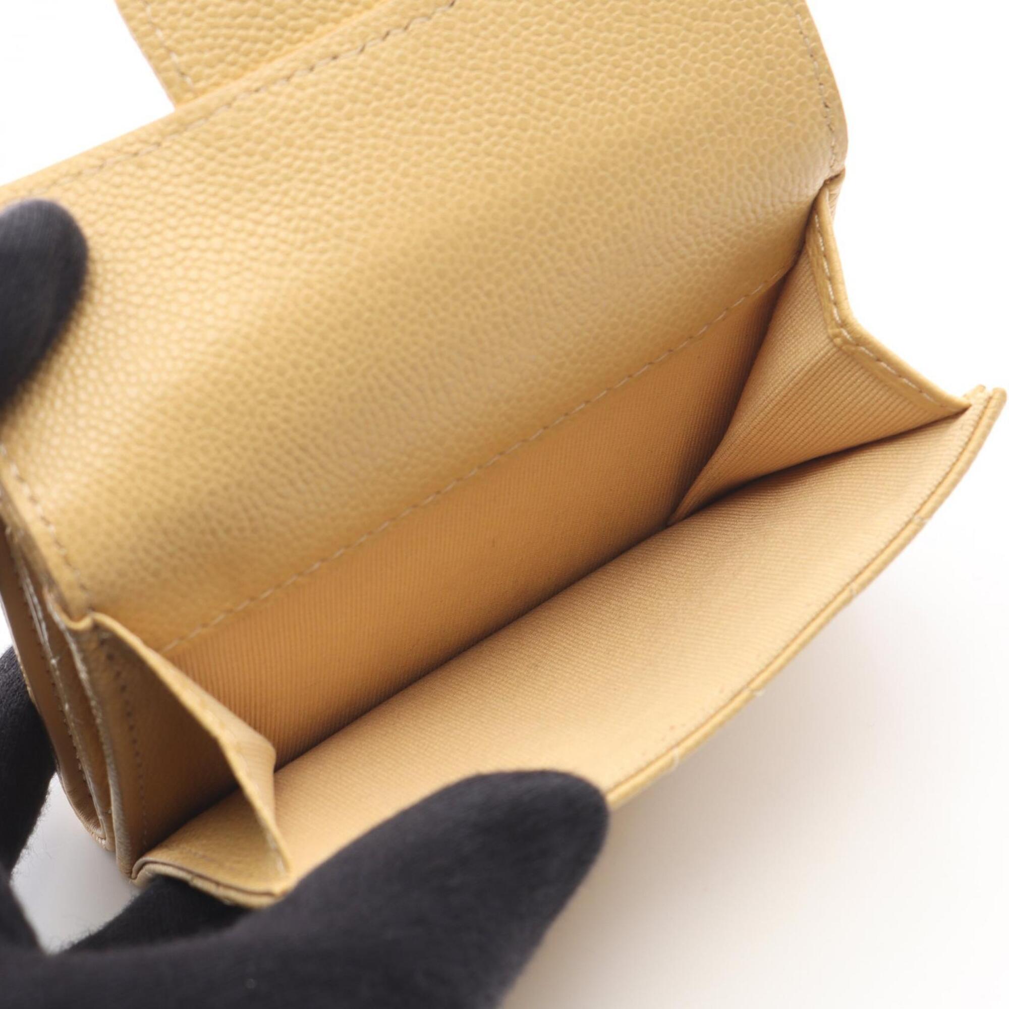 Chanel Beige Grained Calfskin Wallet (Tri-Fold) (Pre-Owned)
