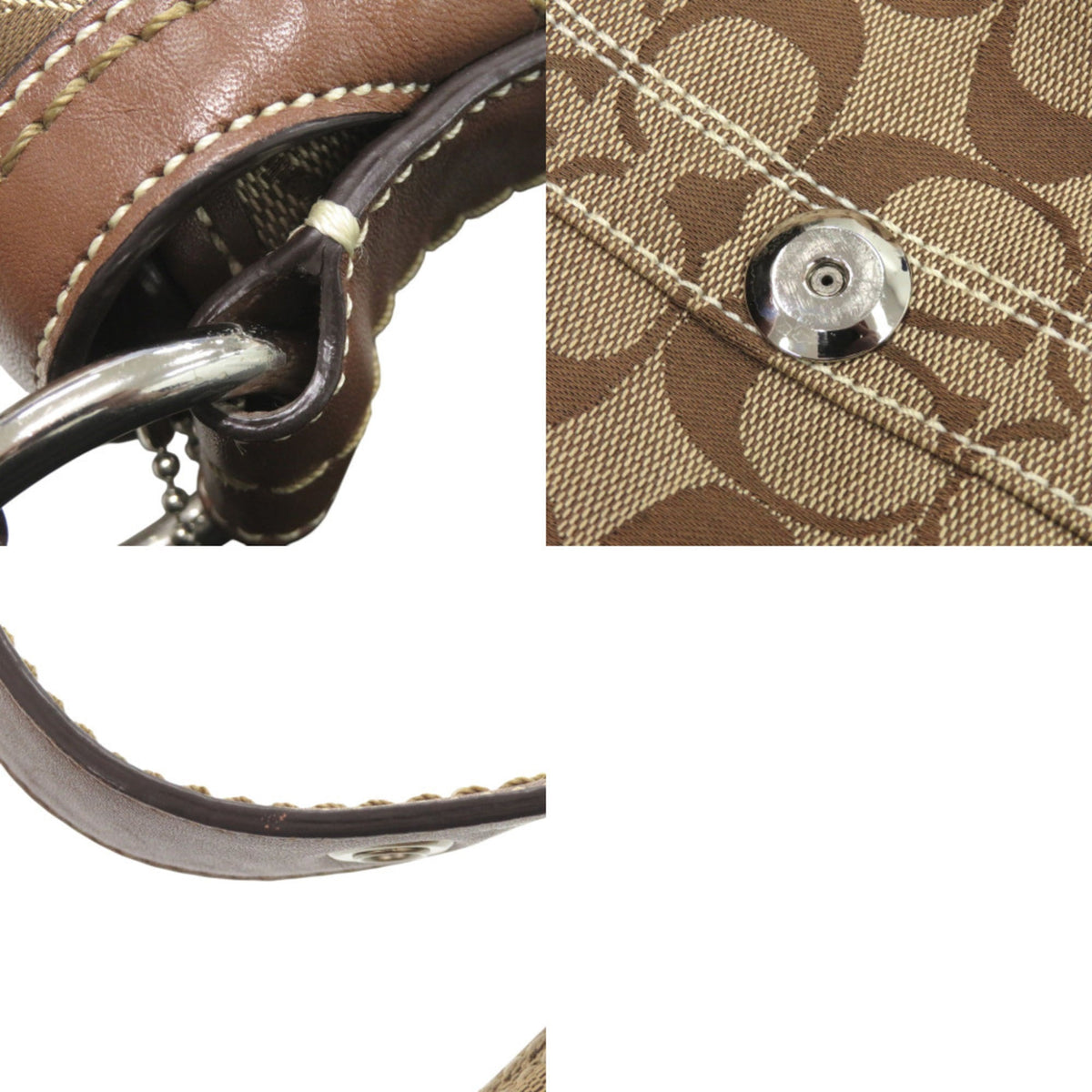 Coach Beige Brown Leather Canvas Shoulder Bag (Pre-Owned)