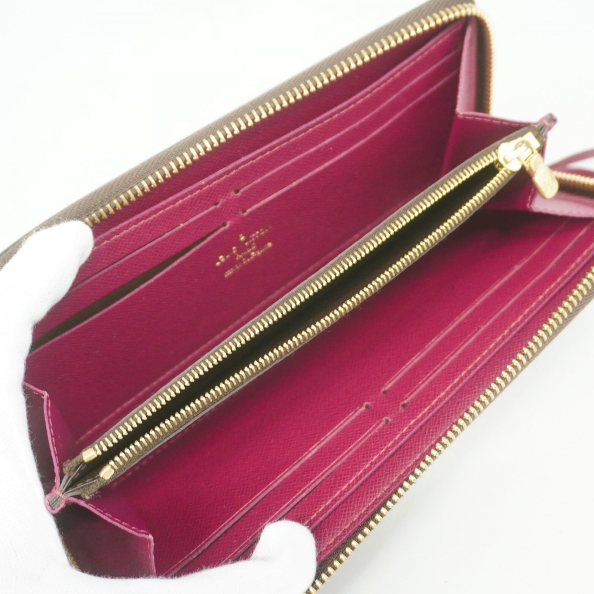 Louis Vuitton Brown Fuchsia Long Wallet (Bi-Fold) (Pre-Owned)