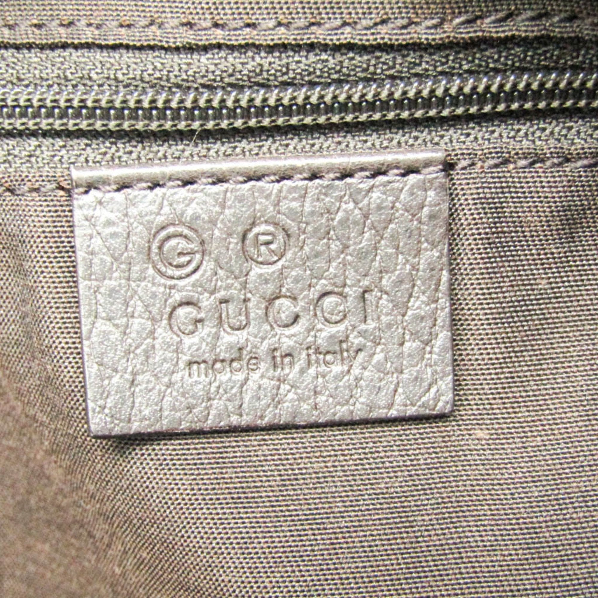 Gucci Diamante Beige Brown Canvas Leather Tote Bag (Pre-Owned)