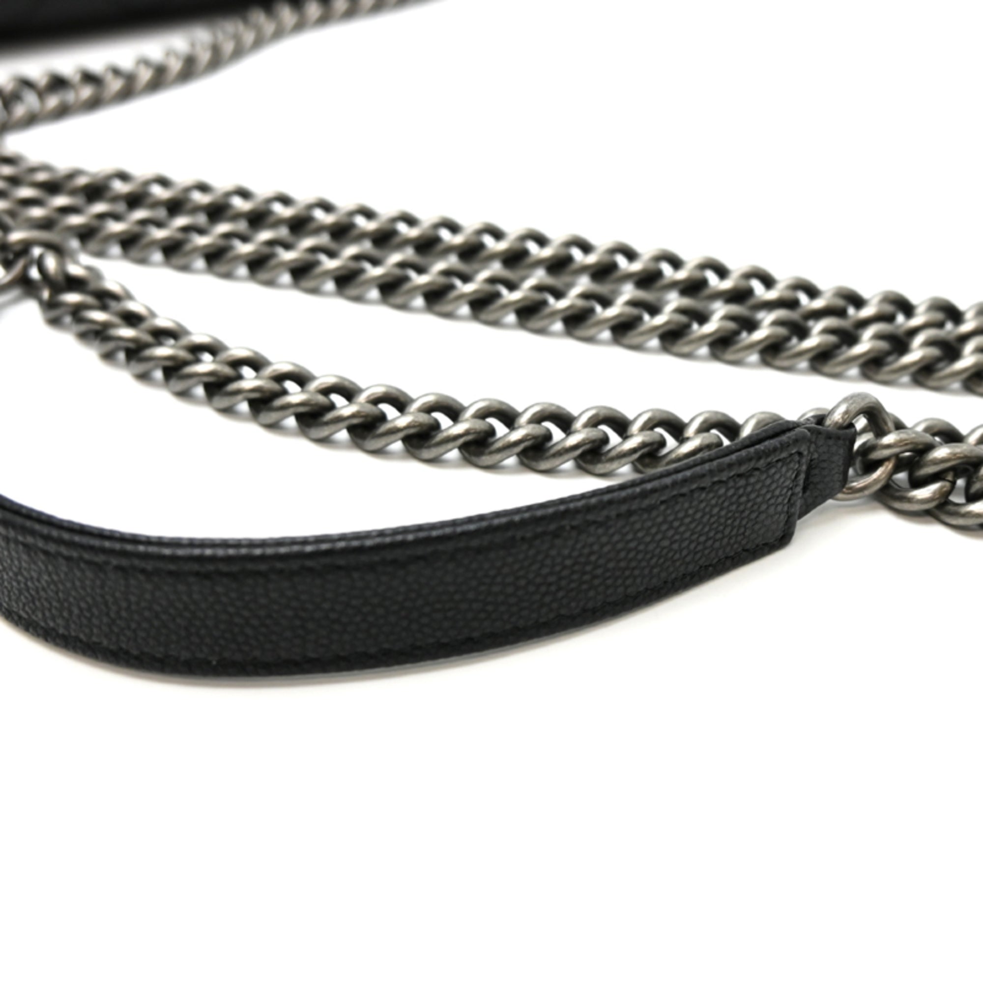 Chanel Black Grained Calfskin Chain/Shoulder Wallet (Pre-Owned)