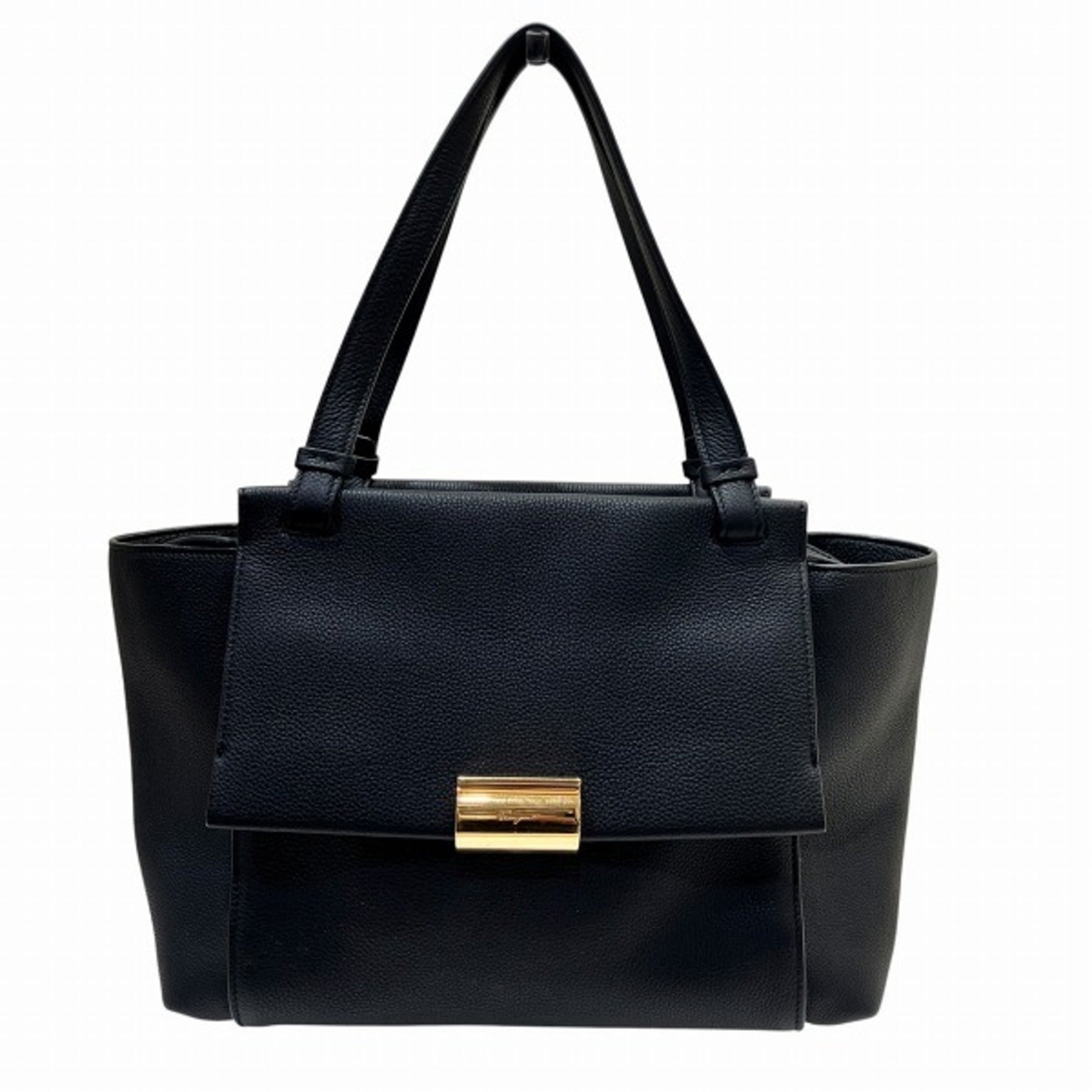 Salvatore Ferragamo Black Leather Handbag Shoulder Bag (Pre-Owned)