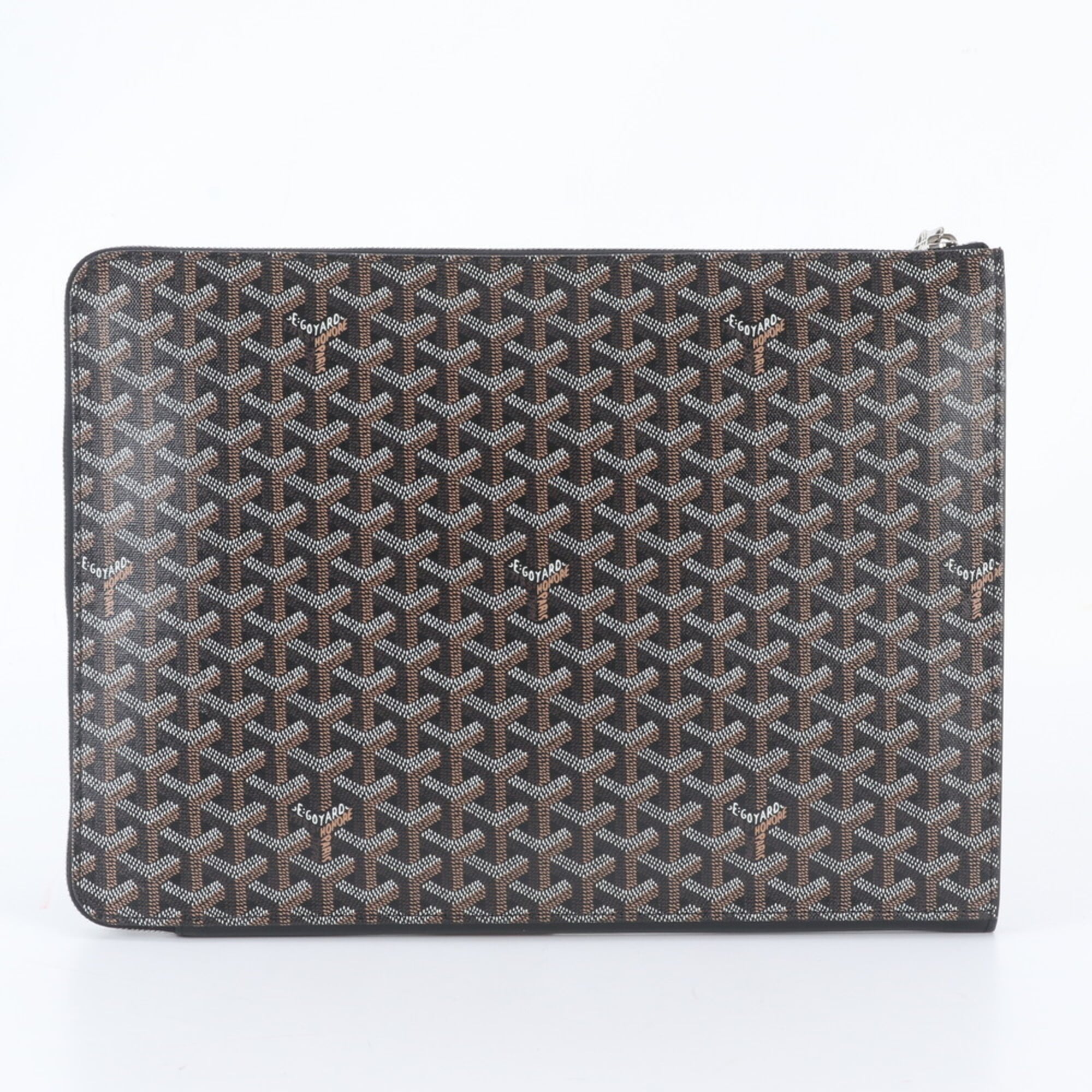 Goyard Black Brown White Leather Coated Canvas Clutch Bag Pouch (Pre-Owned)
