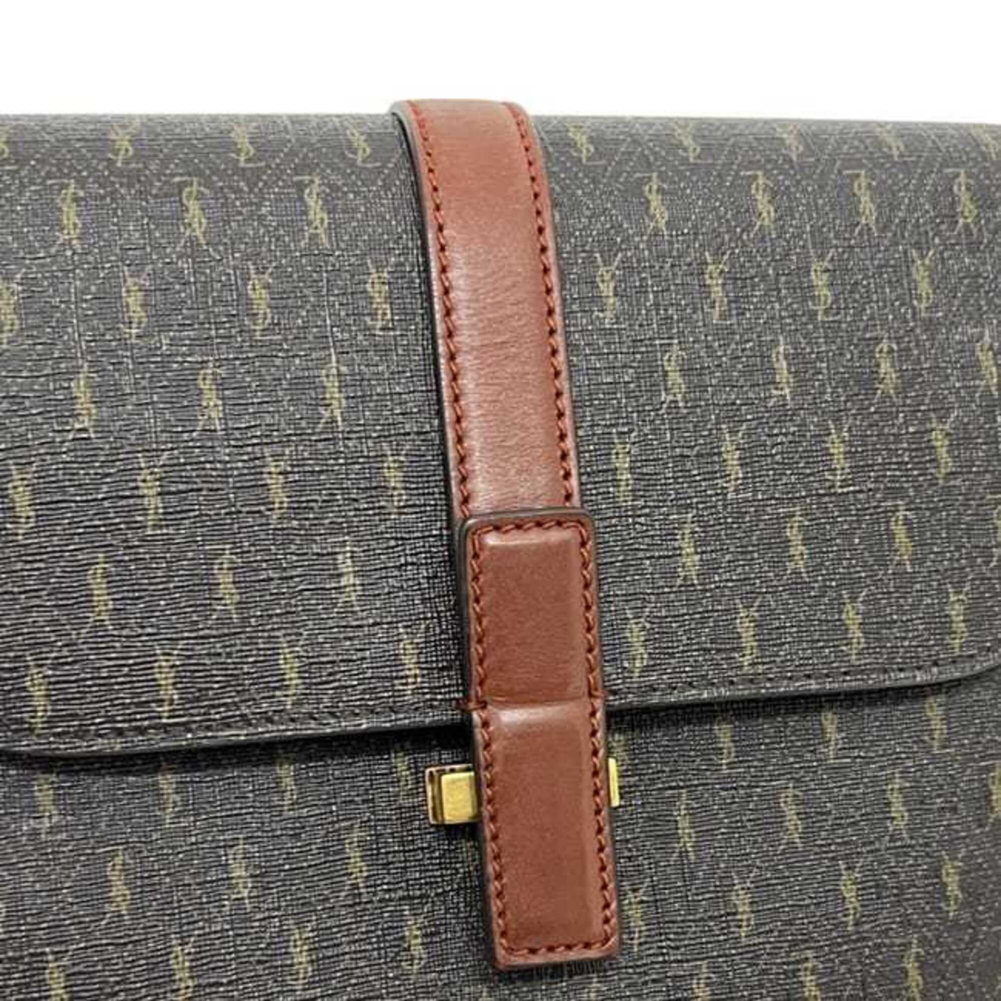 Saint Laurent Brown Dark Brown Pvc Leather Shoulder Bag (Pre-Owned)
