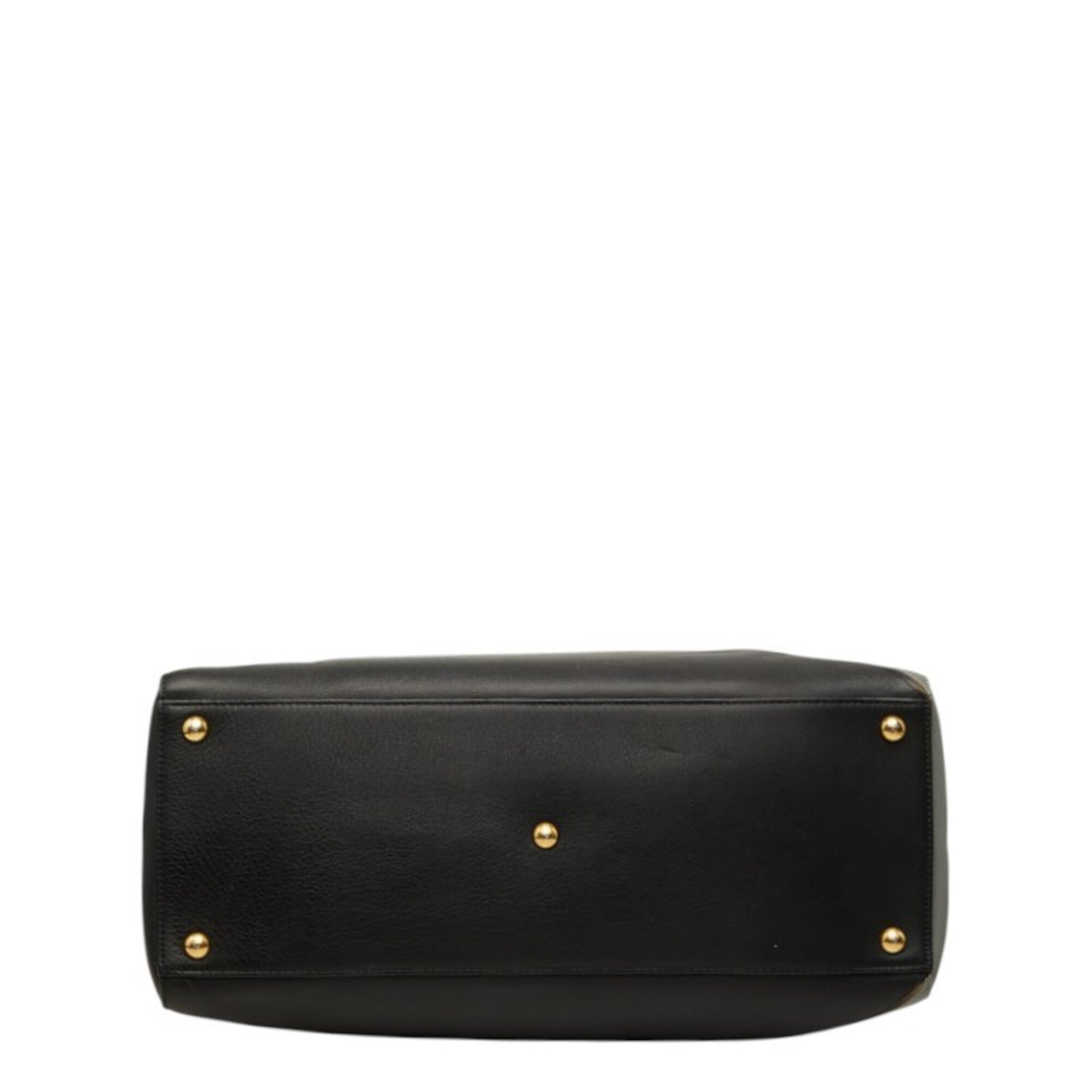 Fendi Black Gray White Yellow Leather Handbag Shoulder Bag (Pre-Owned)