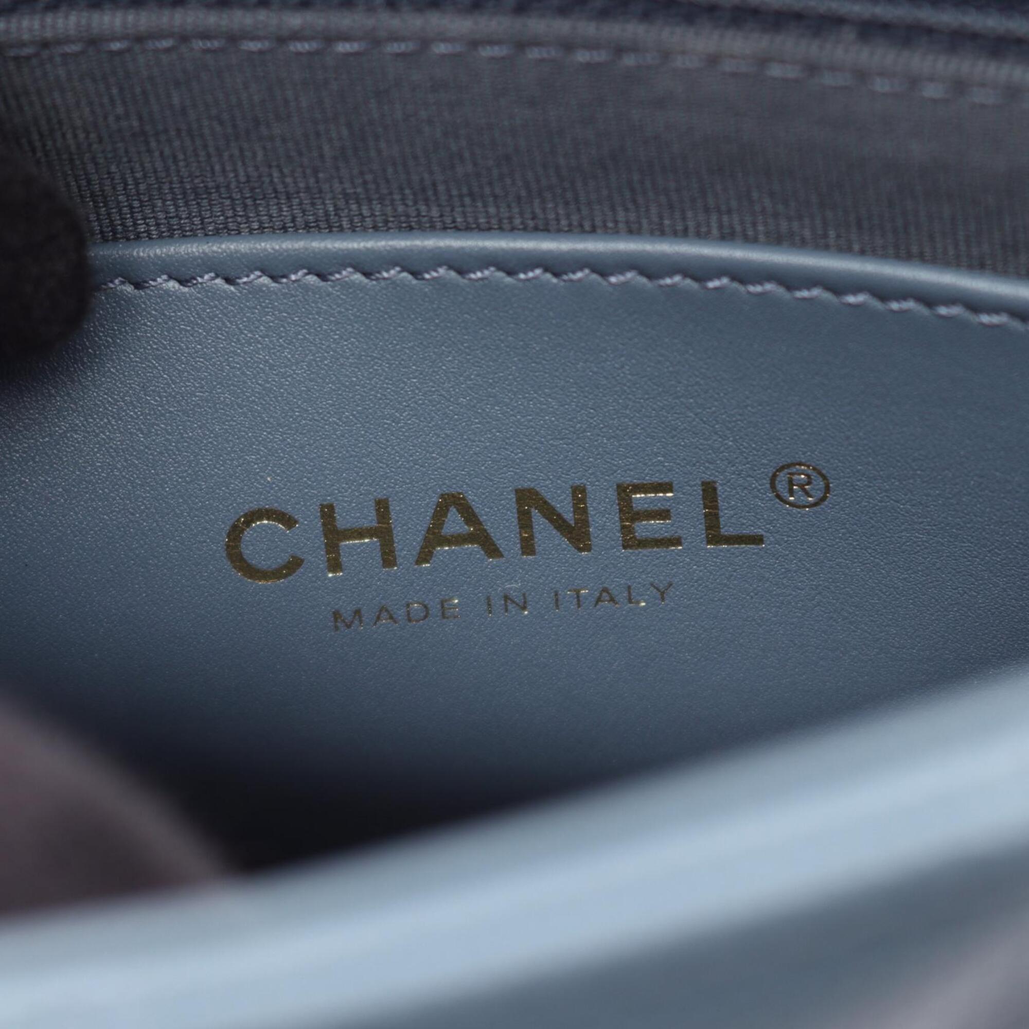 Chanel Blue Grained Calfskin Backpack Handbag (Pre-Owned)